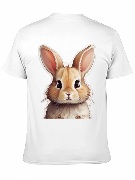 Cute Rabbit Graphic Tee - Black Cotton T-Shirt