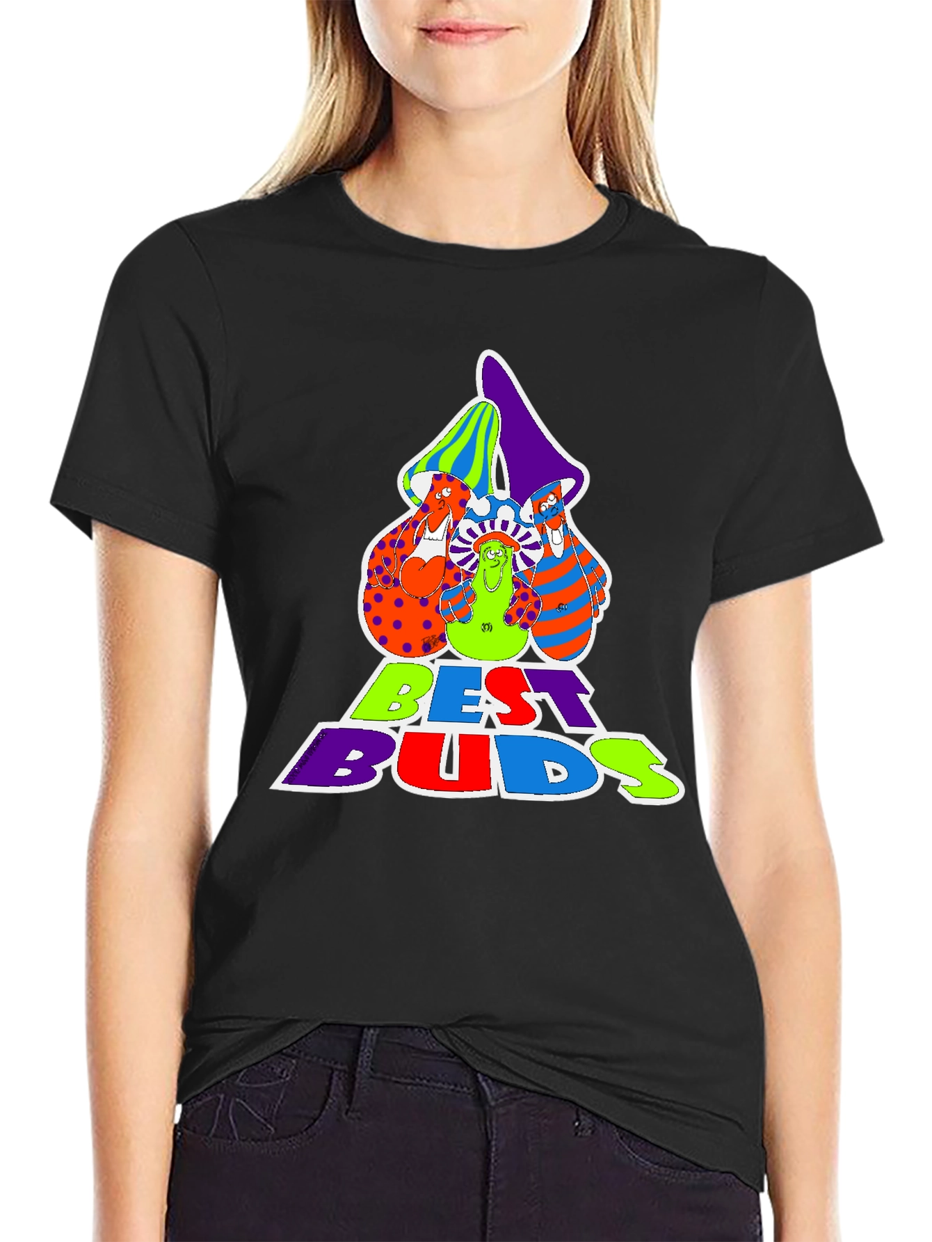 Best Buds Graphic Tee - Groovy Mushroom Design