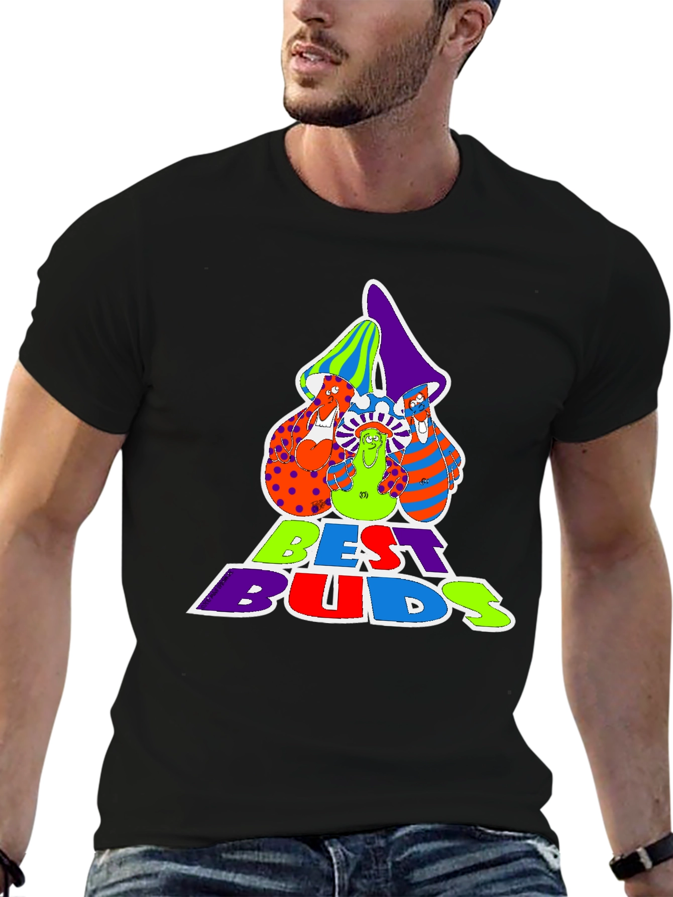 Best Buds Graphic Tee - Groovy Mushroom Design