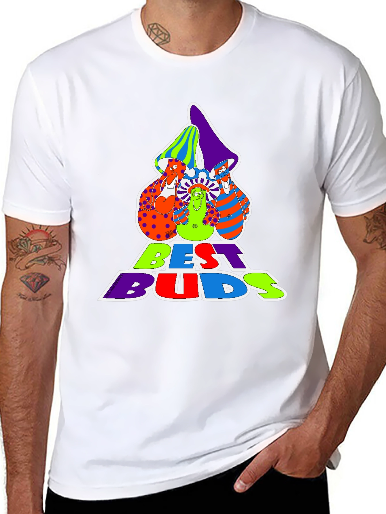 Best Buds Graphic Tee - Groovy Mushroom Design