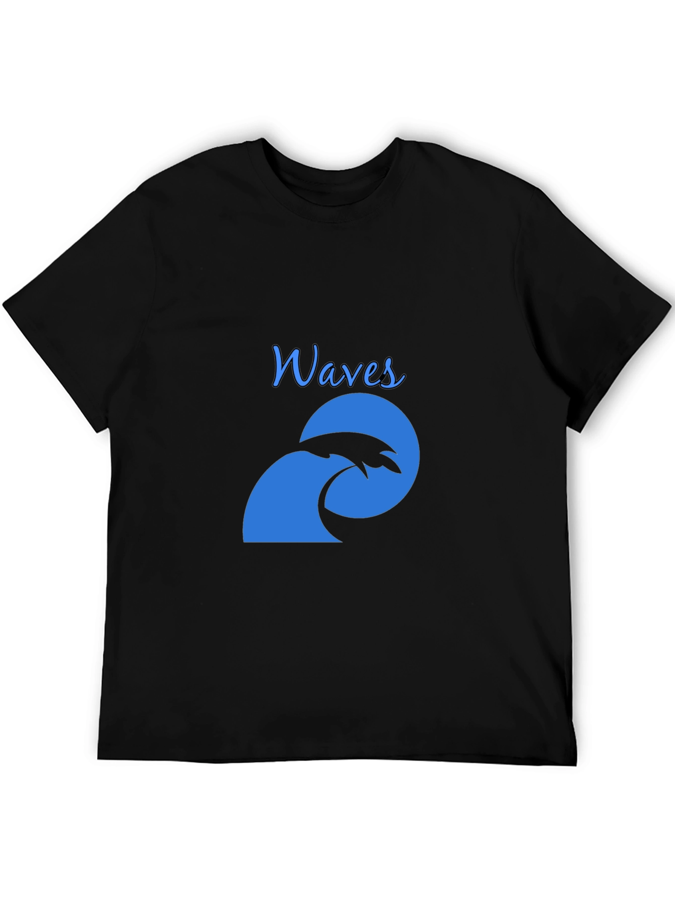 Waves Graphic Tee - Black Cotton T-Shirt