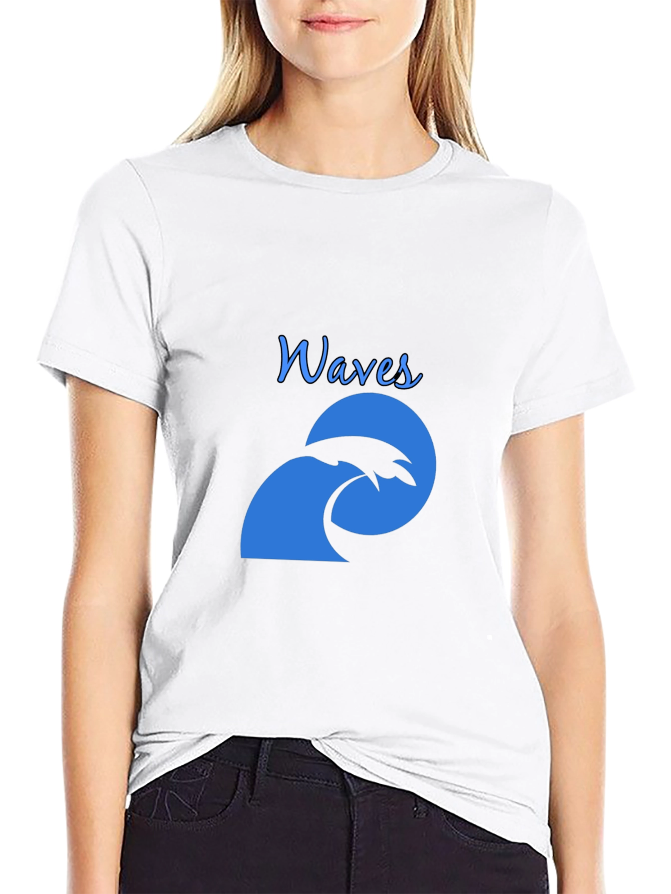 Waves Graphic Tee - Black Cotton T-Shirt