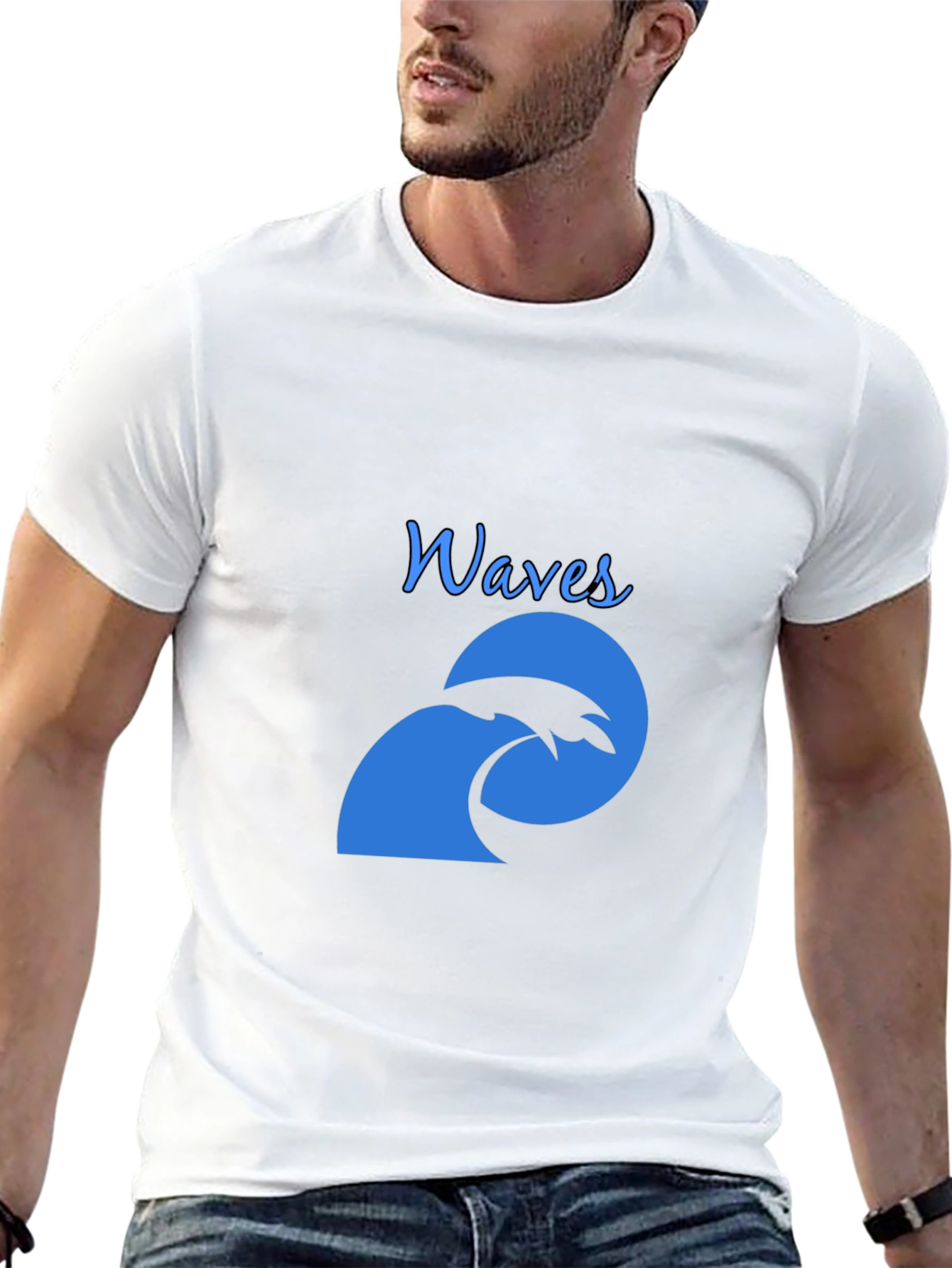 Waves Graphic Tee - Black Cotton T-Shirt