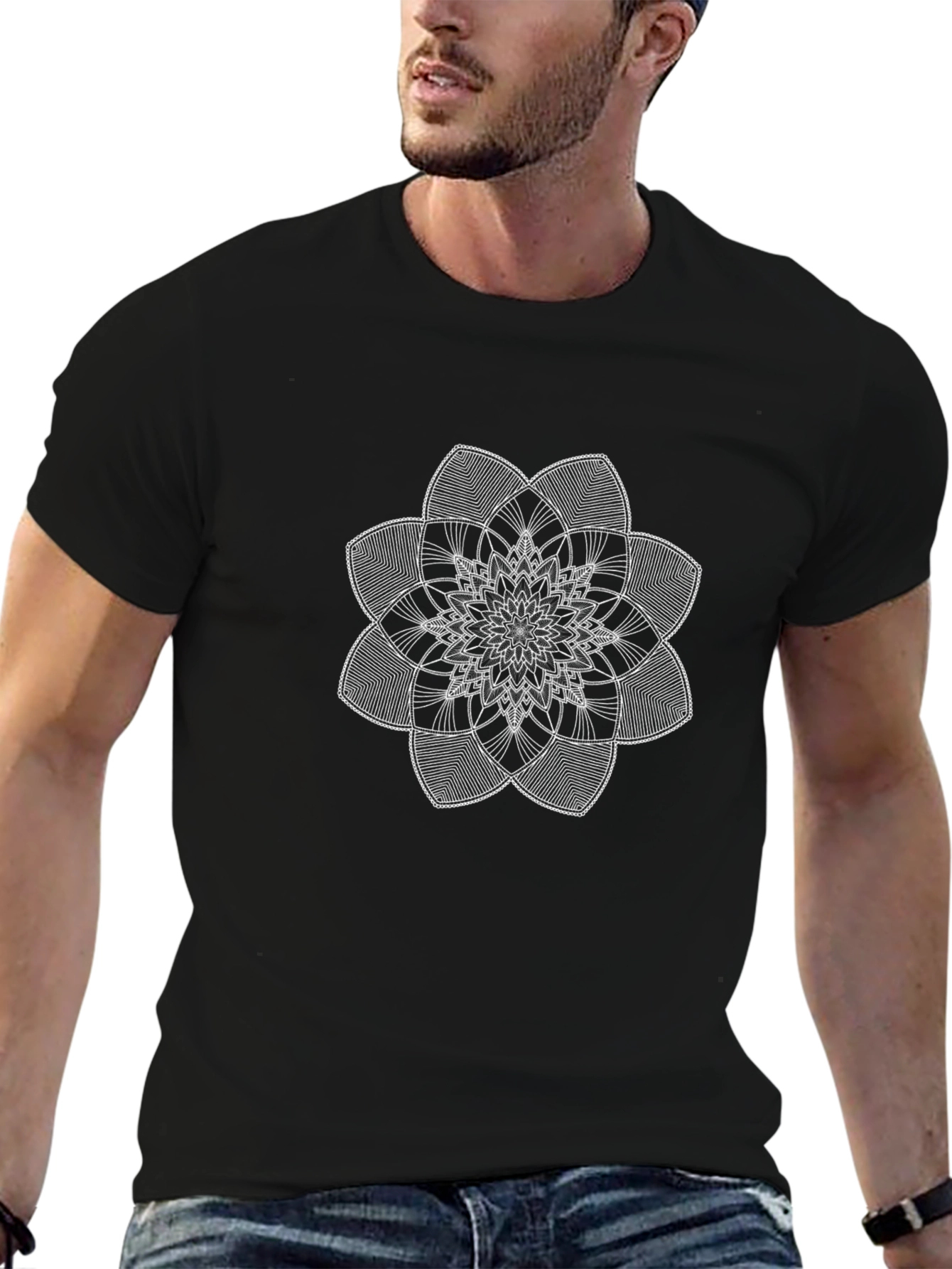 Geometric Mandala Black T-Shirt