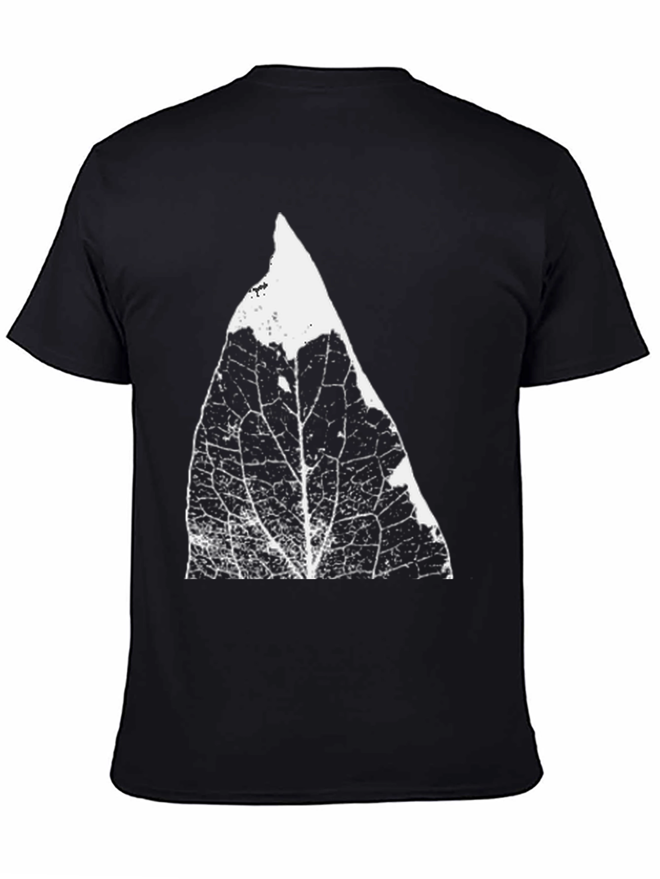 Black T-Shirt with Abstract Leaf Print