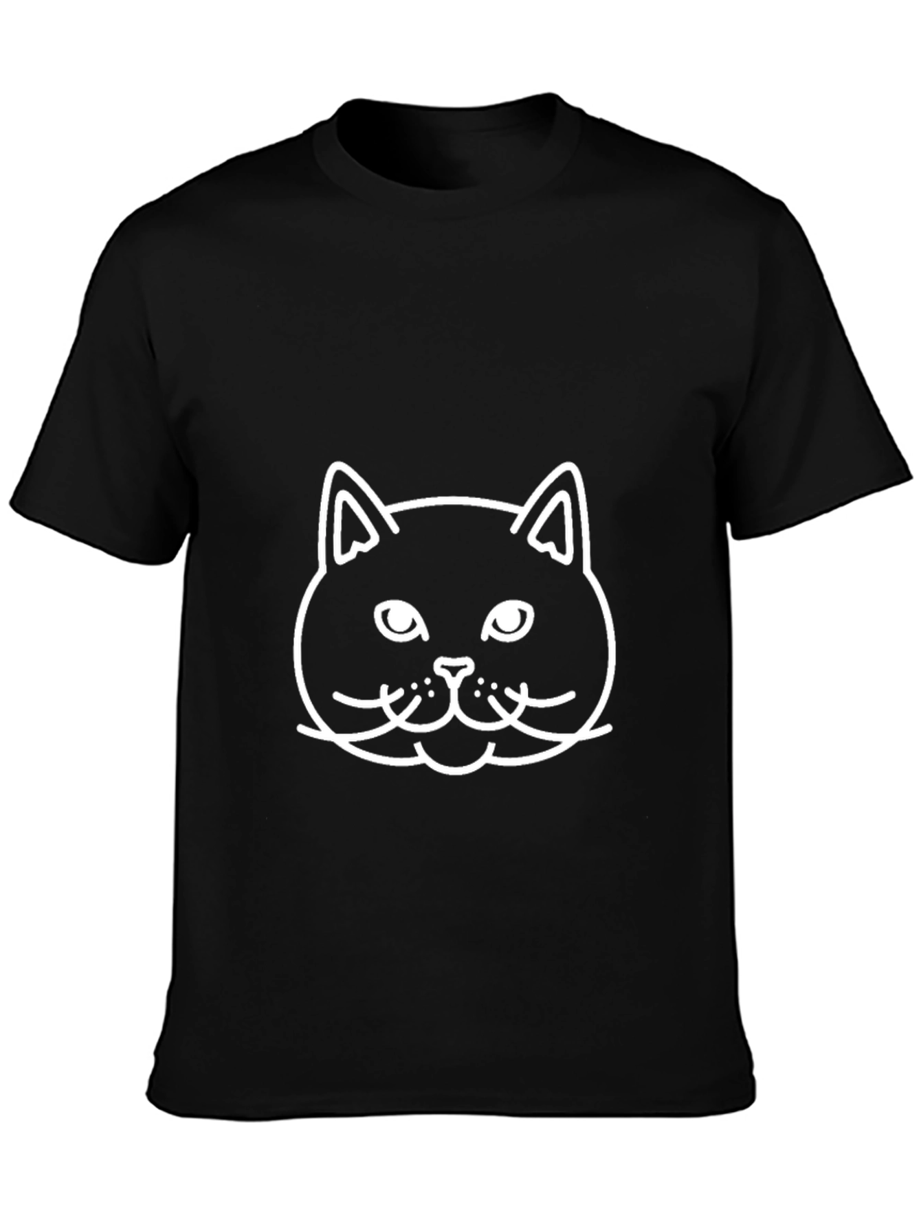 Cat Face Graphic Tee - Black