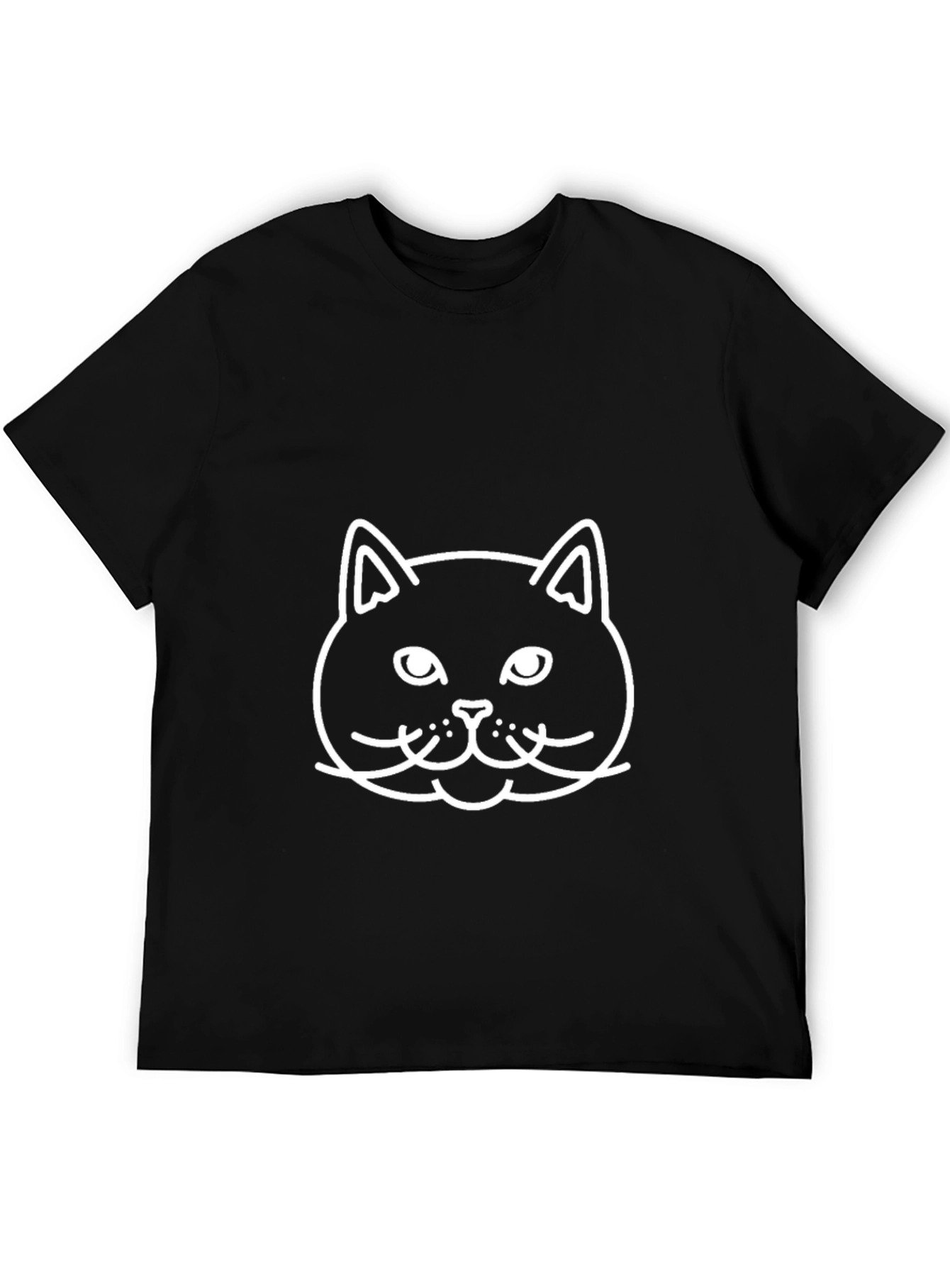 Cat Face Graphic Tee - Black