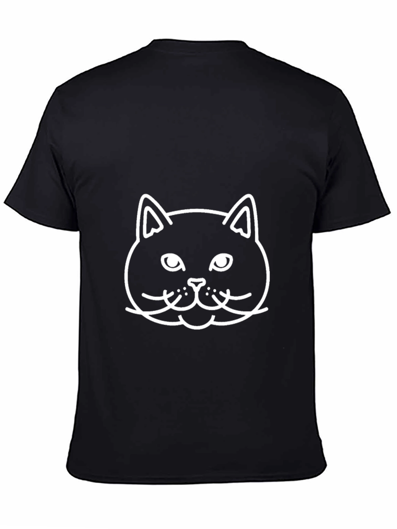Cat Face Graphic Tee - Black