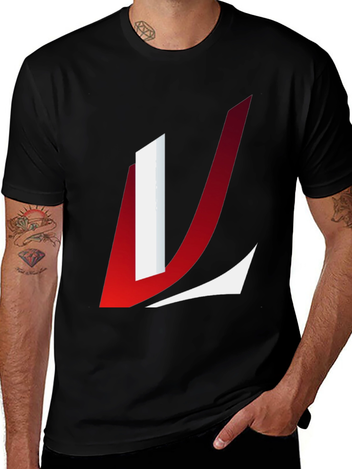 Modern L Graphic Tee - Casual Black T-Shirt