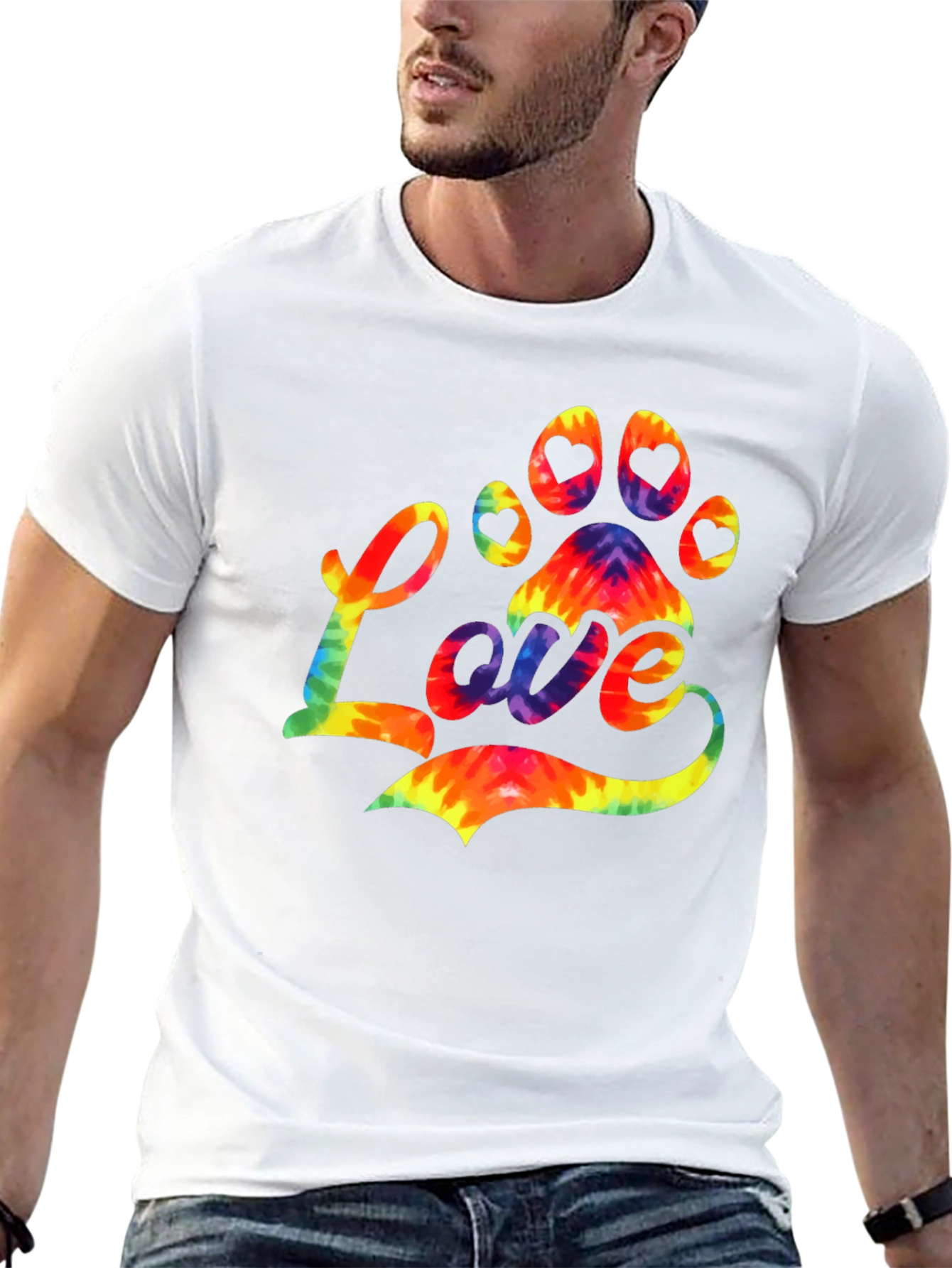 Tie-Dye Paw Print Love T-Shirt