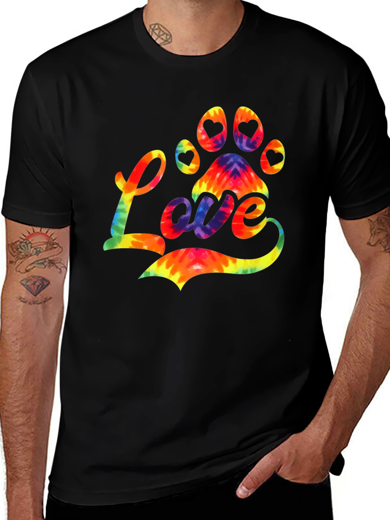 Tie-Dye Paw Print Love T-Shirt