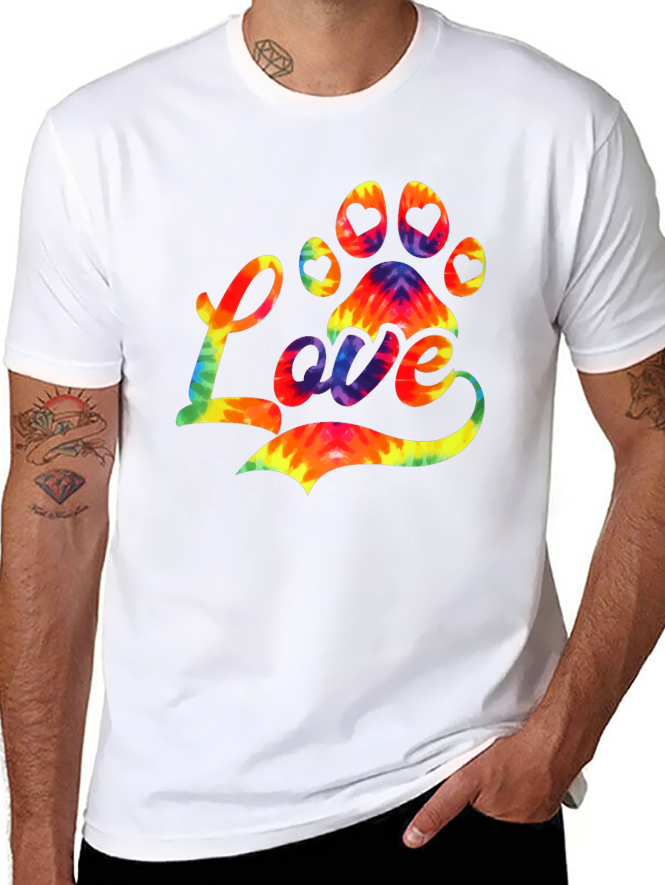 Tie-Dye Paw Print Love T-Shirt