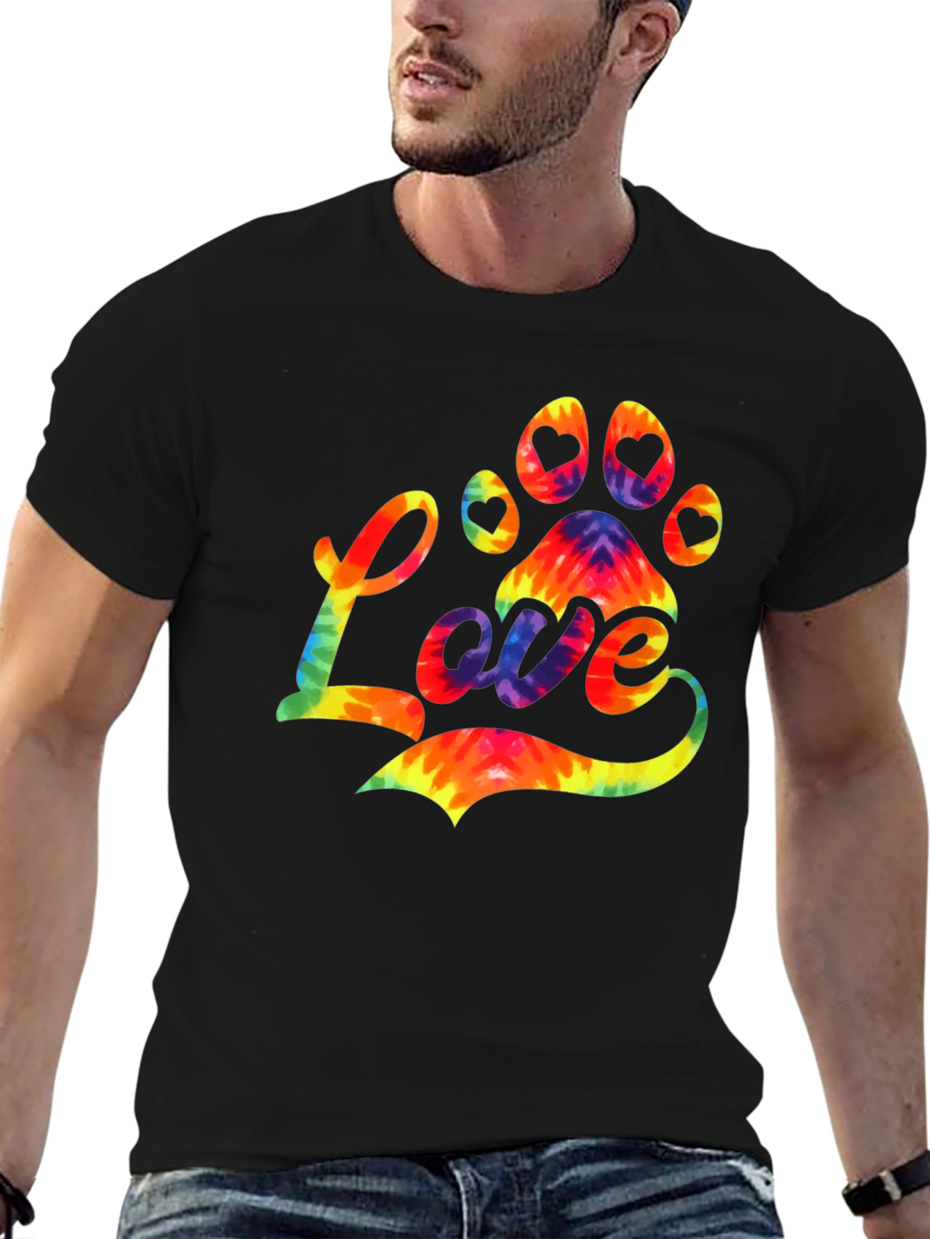 Tie-Dye Paw Print Love T-Shirt