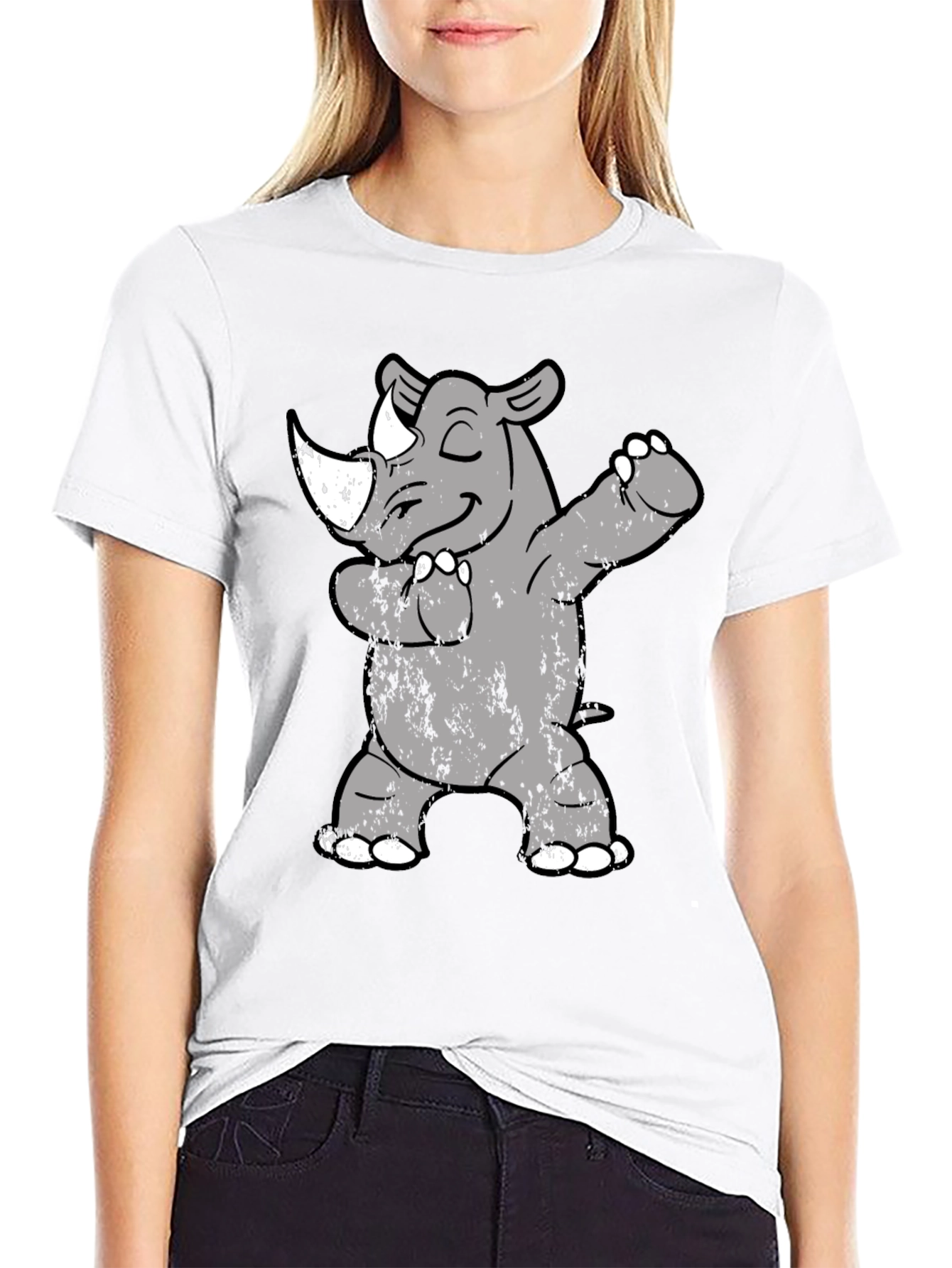 Dabbing Rhino T-Shirt - Trendy Animal Tee