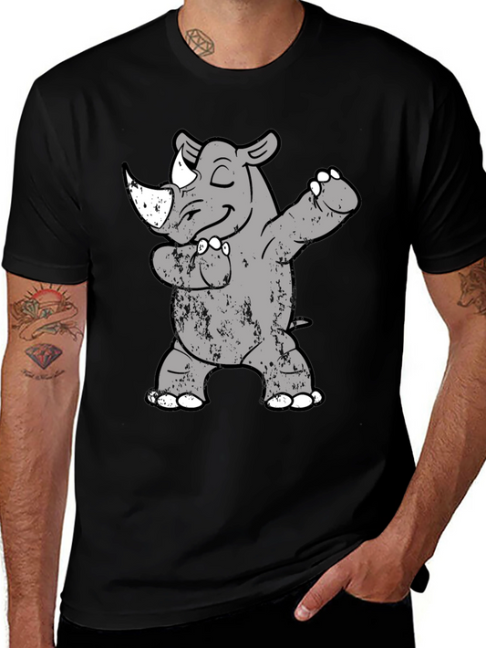 Dabbing Rhino T-Shirt - Trendy Animal Tee