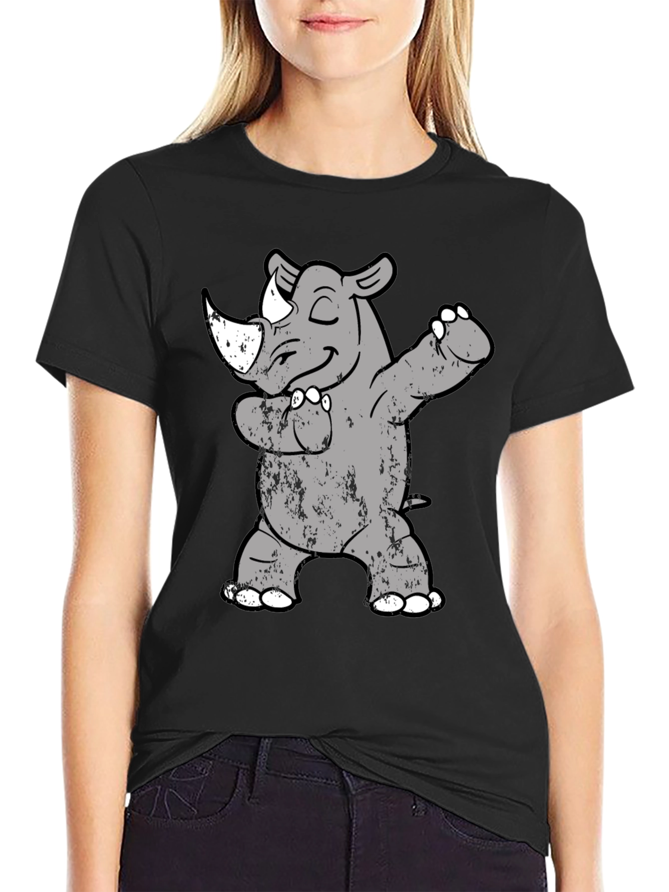 Dabbing Rhino T-Shirt - Trendy Animal Tee