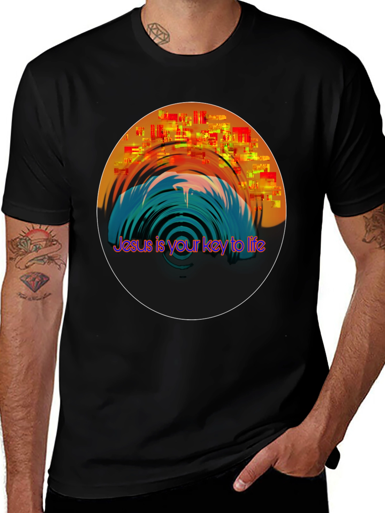 Jesus is Your Key to Life Black T-Shirt
