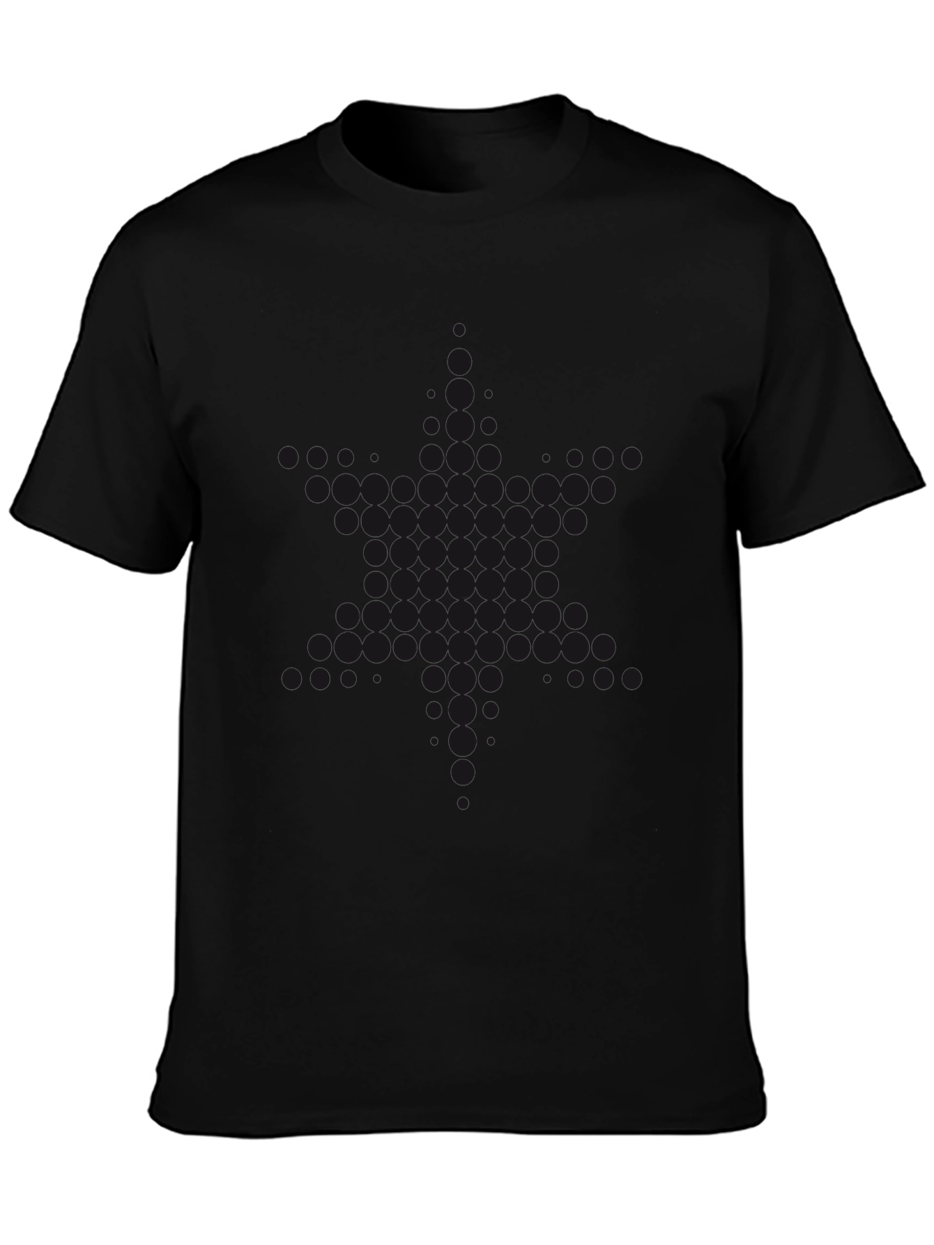 Black Round Neck T-Shirt with Subtle Pattern
