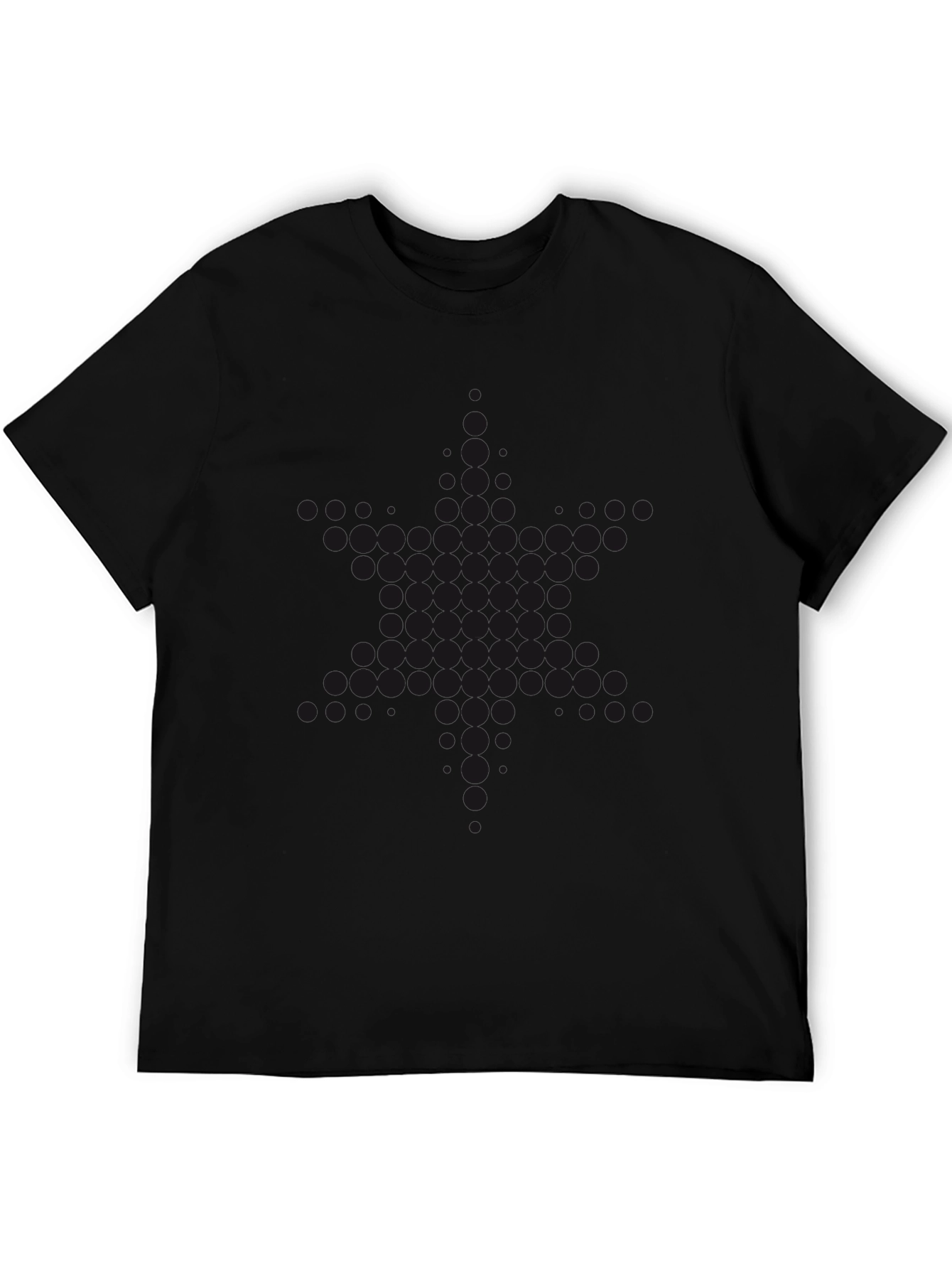 Black Round Neck T-Shirt with Subtle Pattern