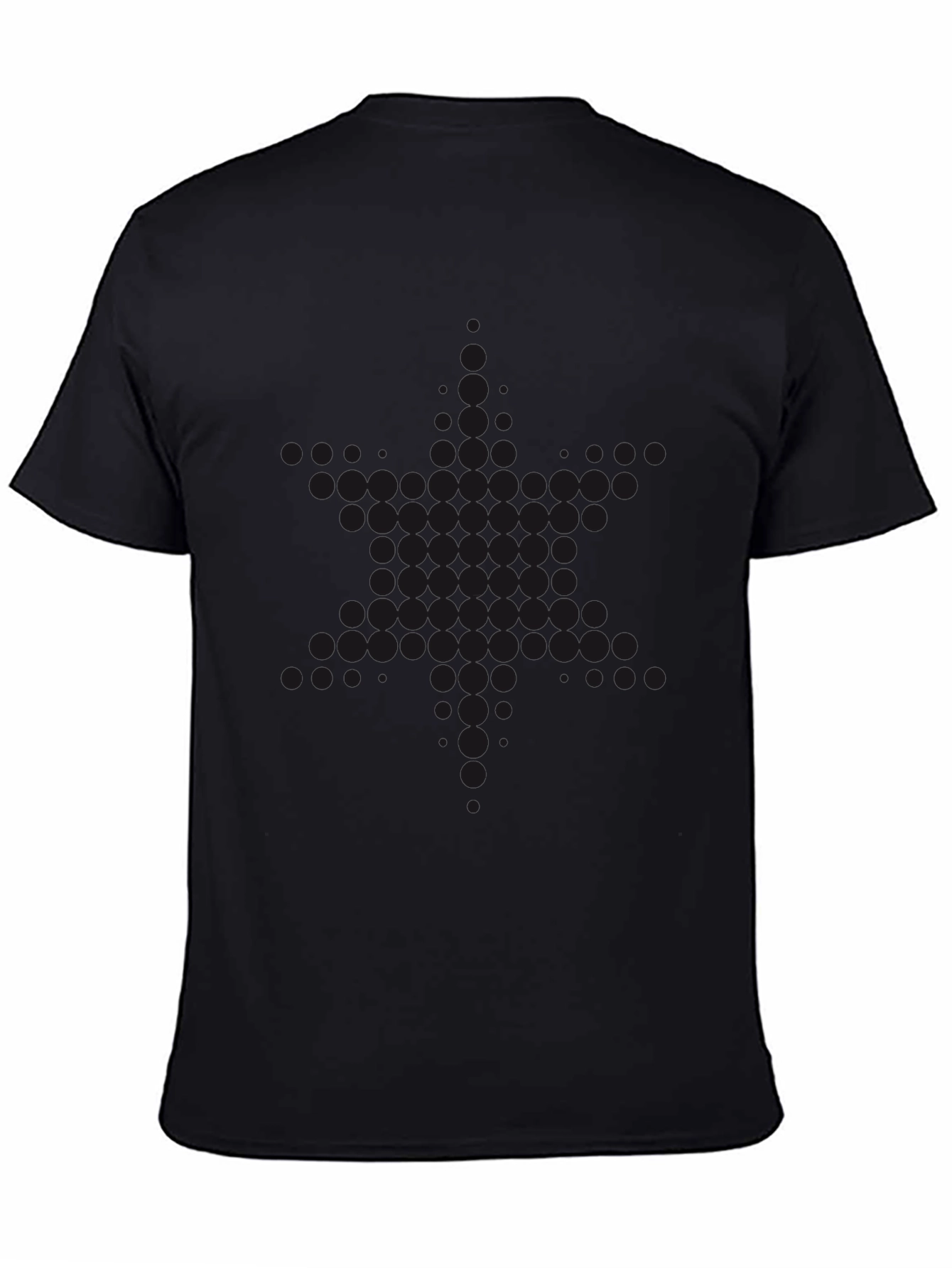 Black Round Neck T-Shirt with Subtle Pattern
