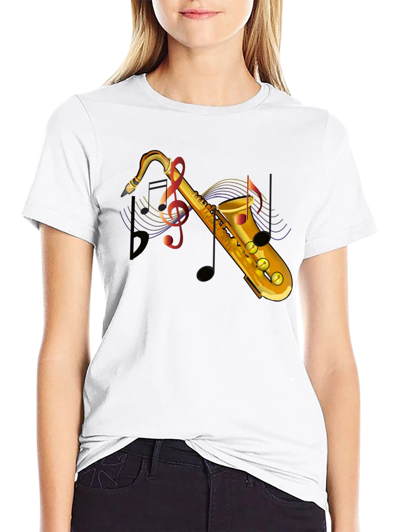 Saxophone Music Note Graphic T-Shirt