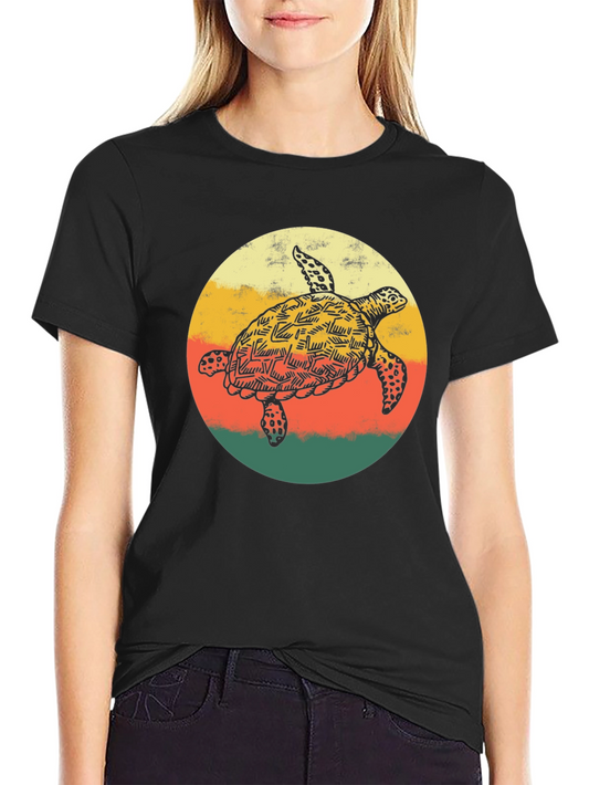 Retro Turtle Graphic Tee - Comfort Fit Black T-Shirt