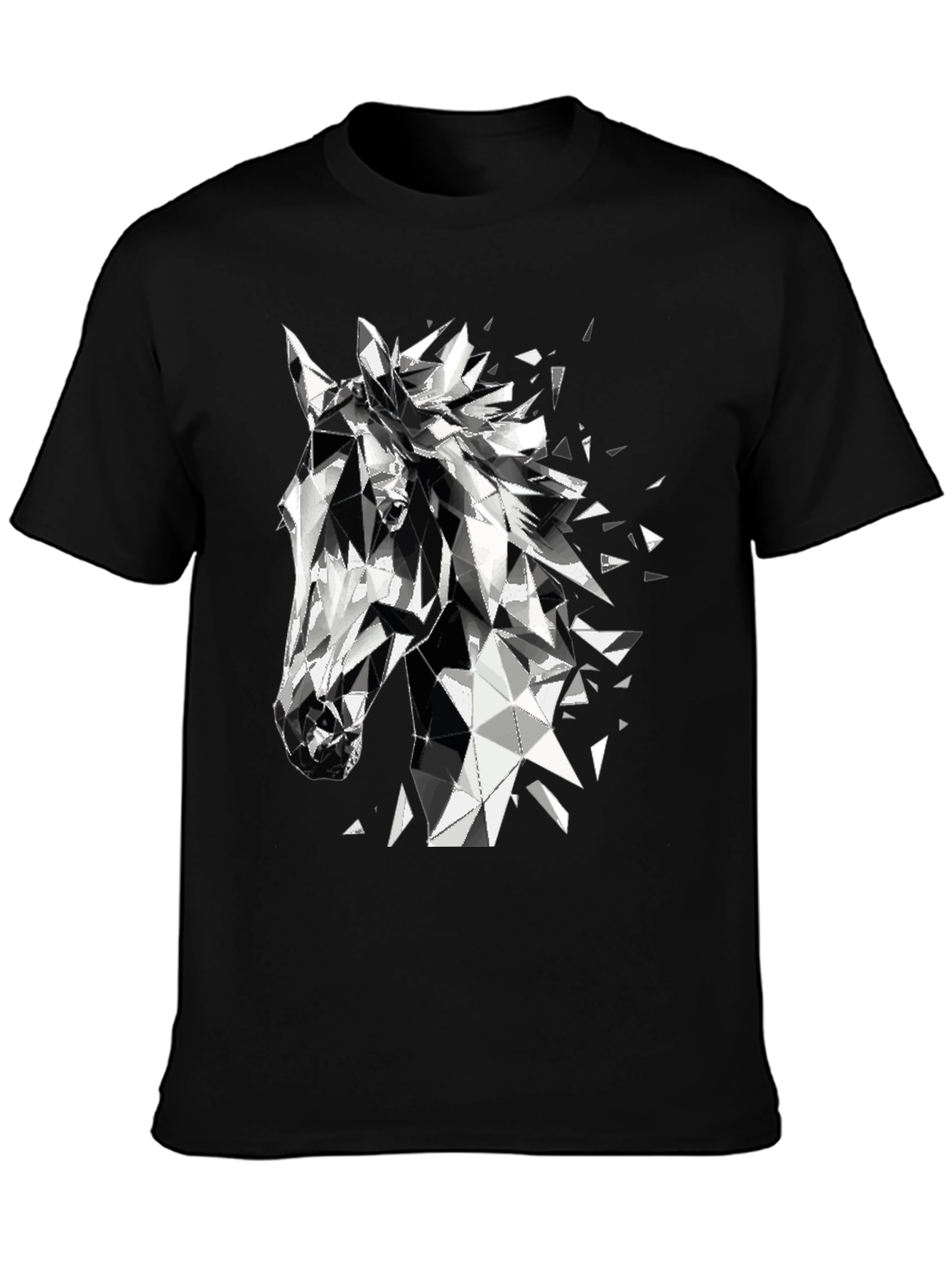 Geometric Horse Graphic Tee - Modern Black T-Shirt