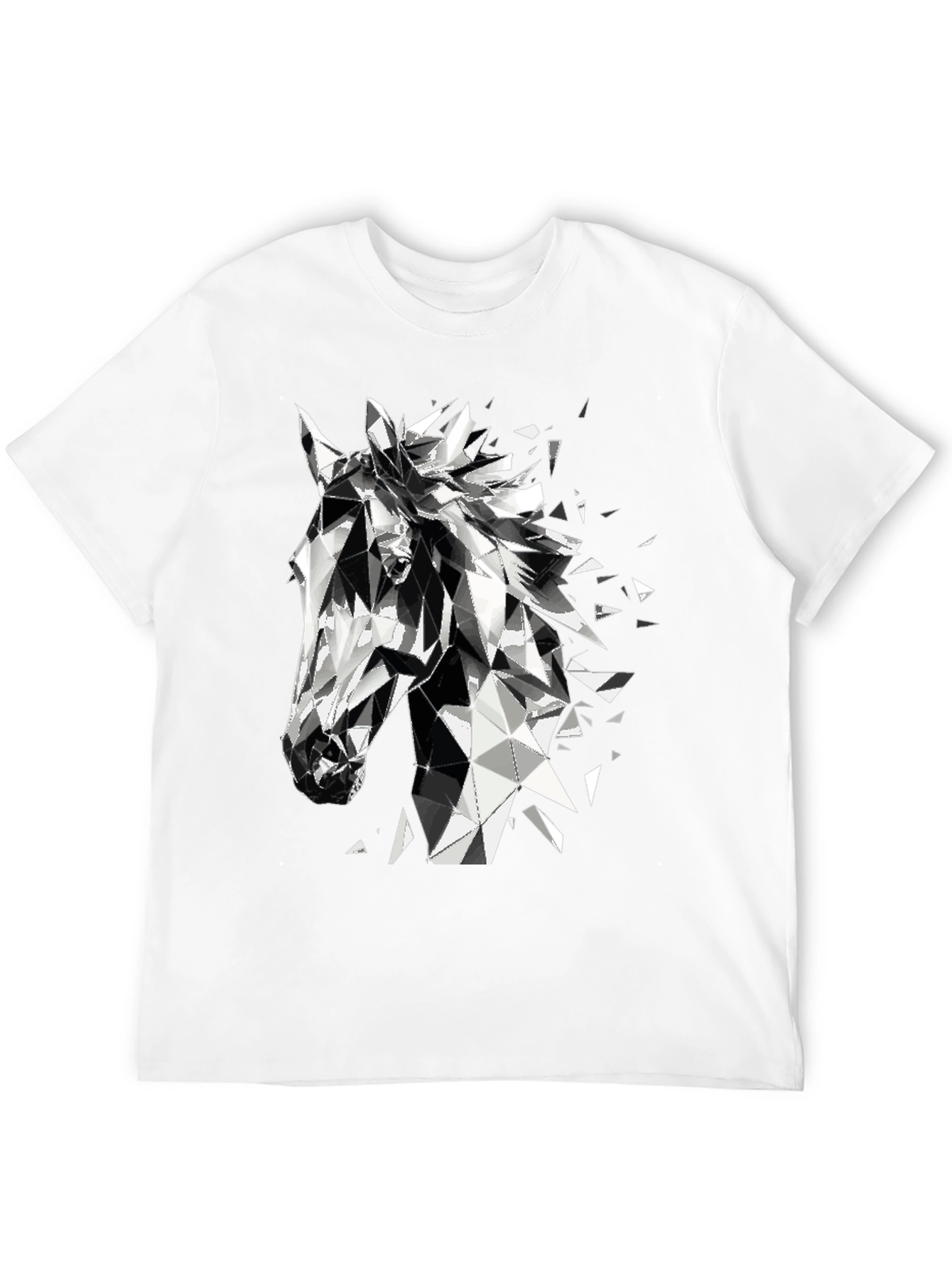 Geometric Horse Graphic Tee - Modern Black T-Shirt