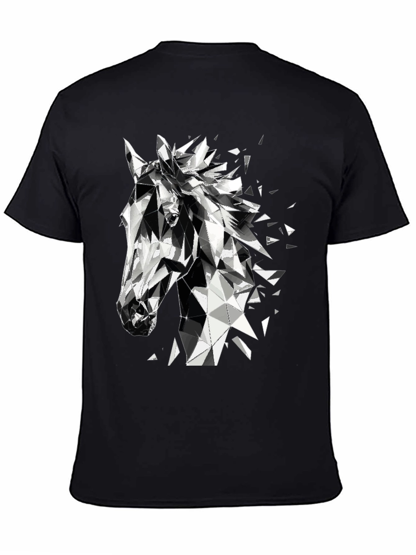 Geometric Horse Graphic Tee - Modern Black T-Shirt