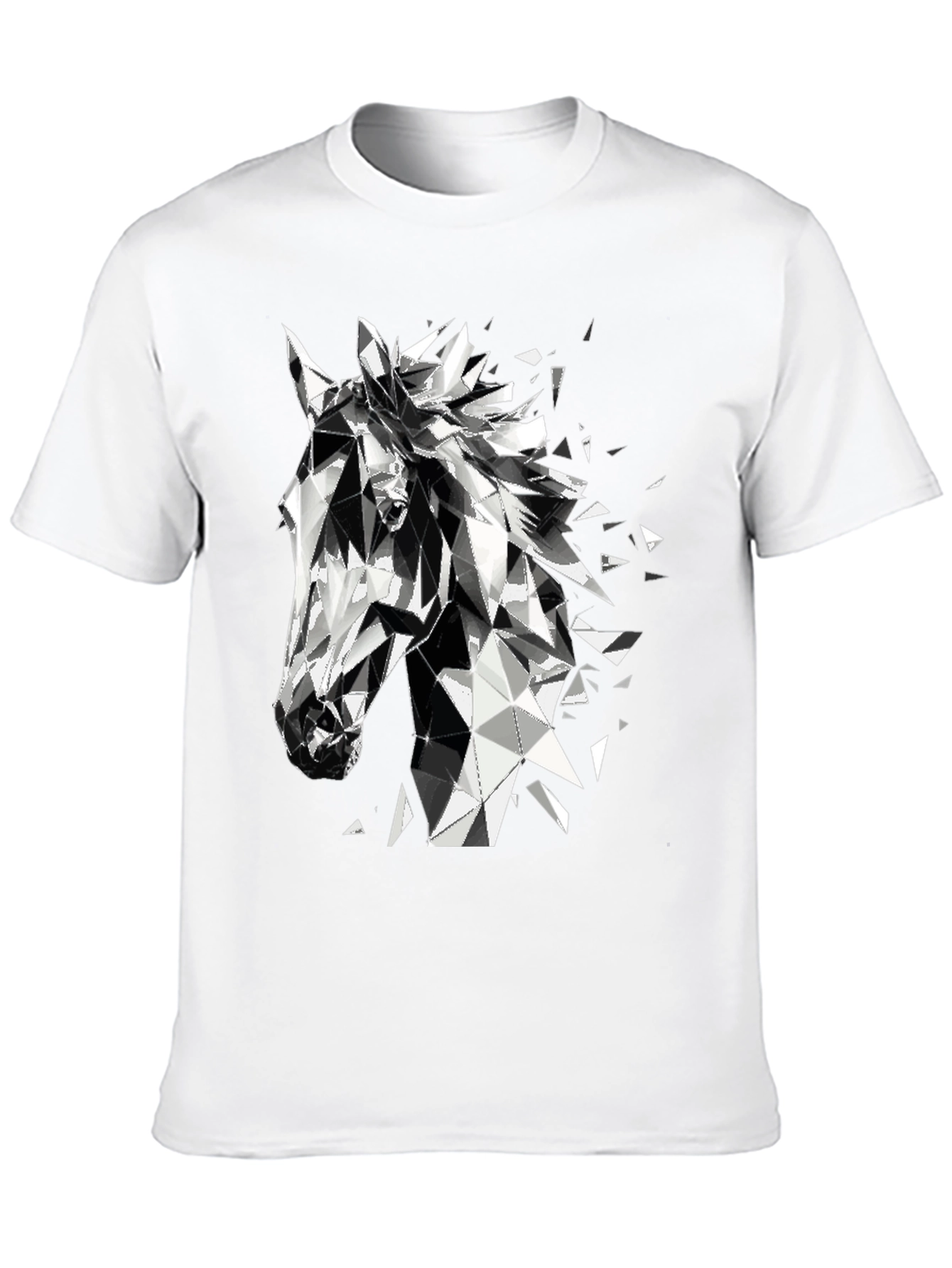 Geometric Horse Graphic Tee - Modern Black T-Shirt