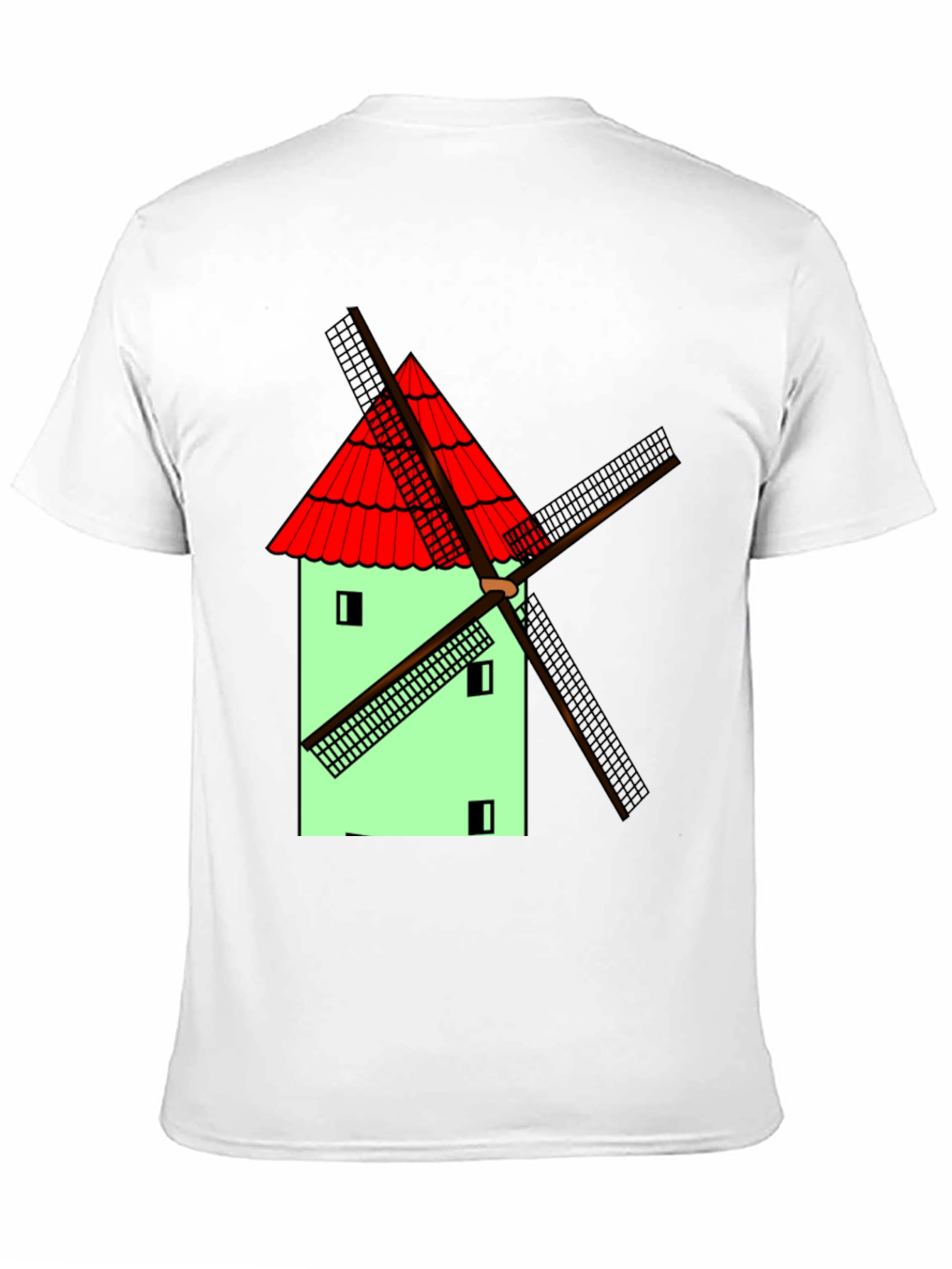 Novelty Windmill Graphic T-Shirt - Black Cotton Blend