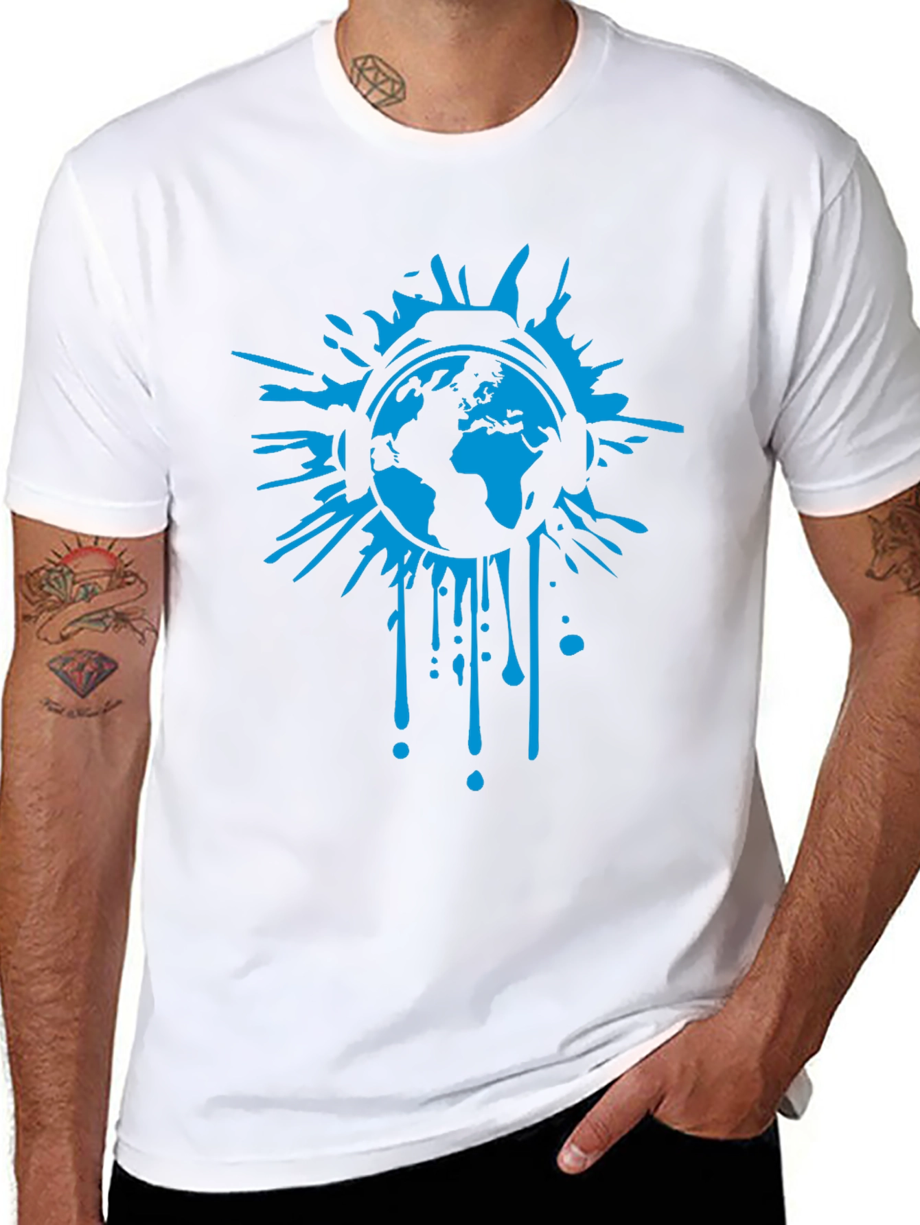 Global Beats Black T-Shirt - Earth Headphones Graphic Tee