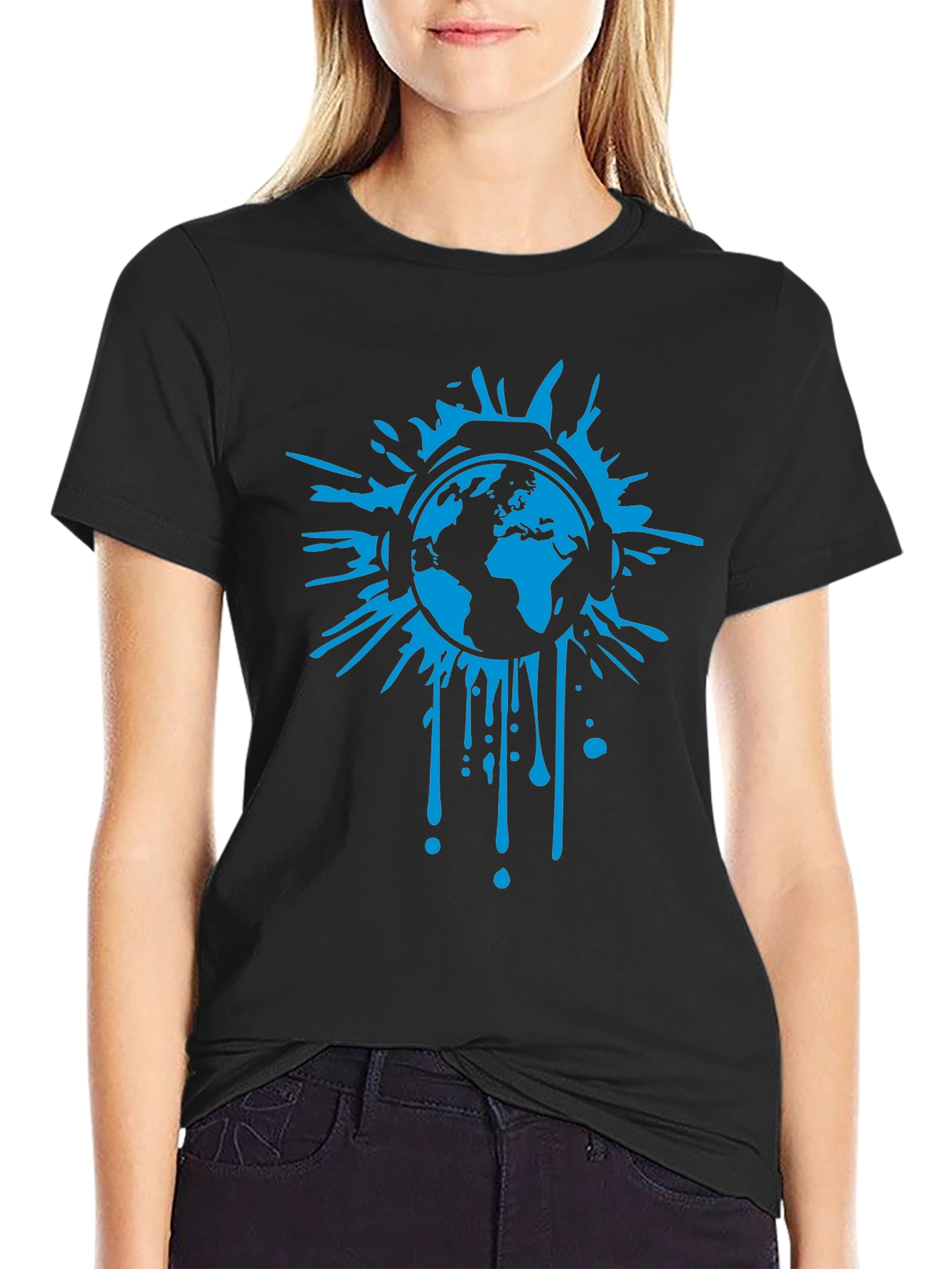 Global Beats Black T-Shirt - Earth Headphones Graphic Tee