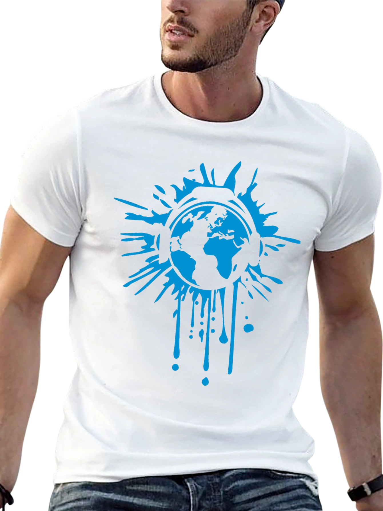 Global Beats Black T-Shirt - Earth Headphones Graphic Tee
