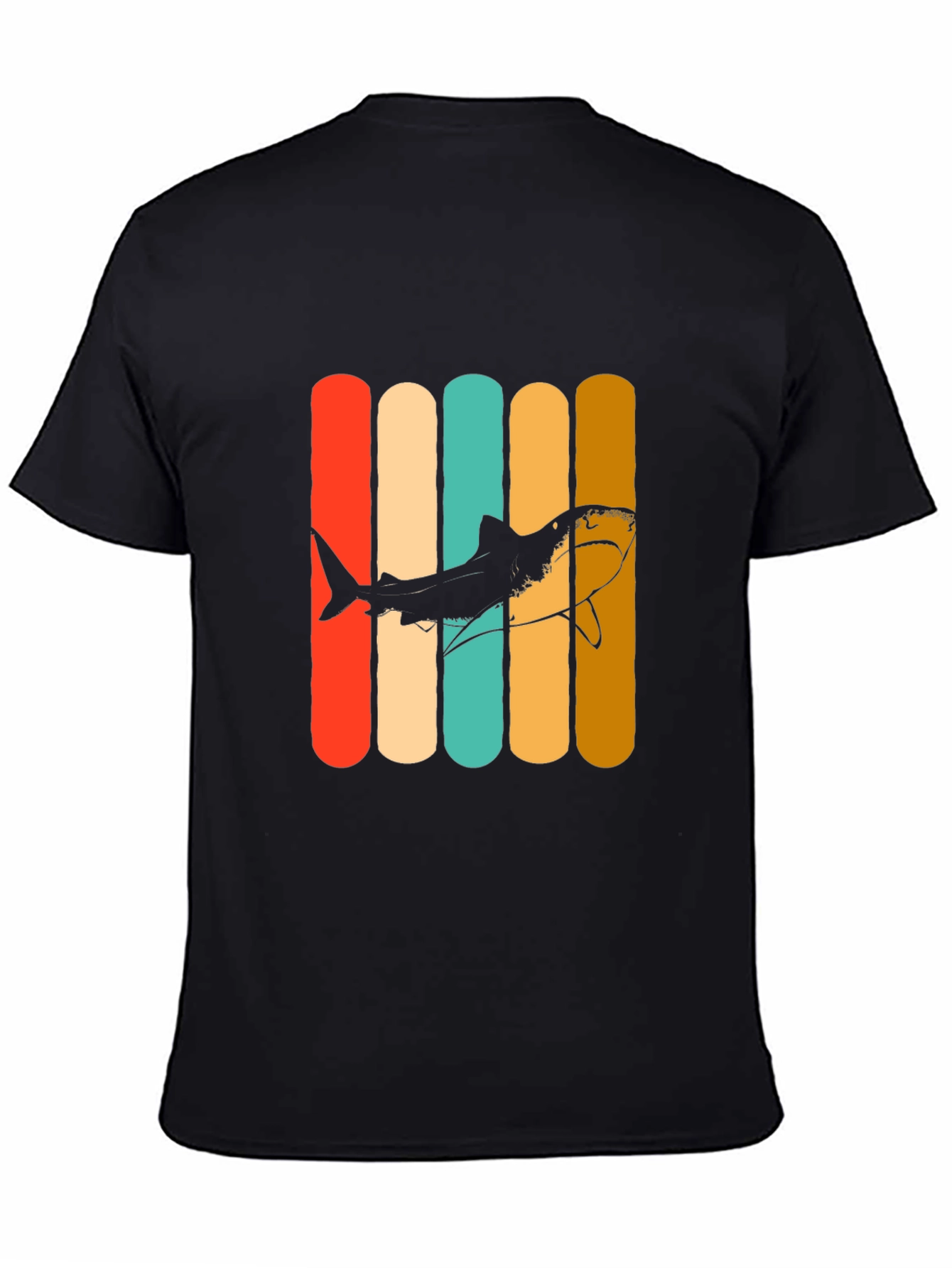 Retro Shark Graphic Tee - Mens Black T-Shirt
