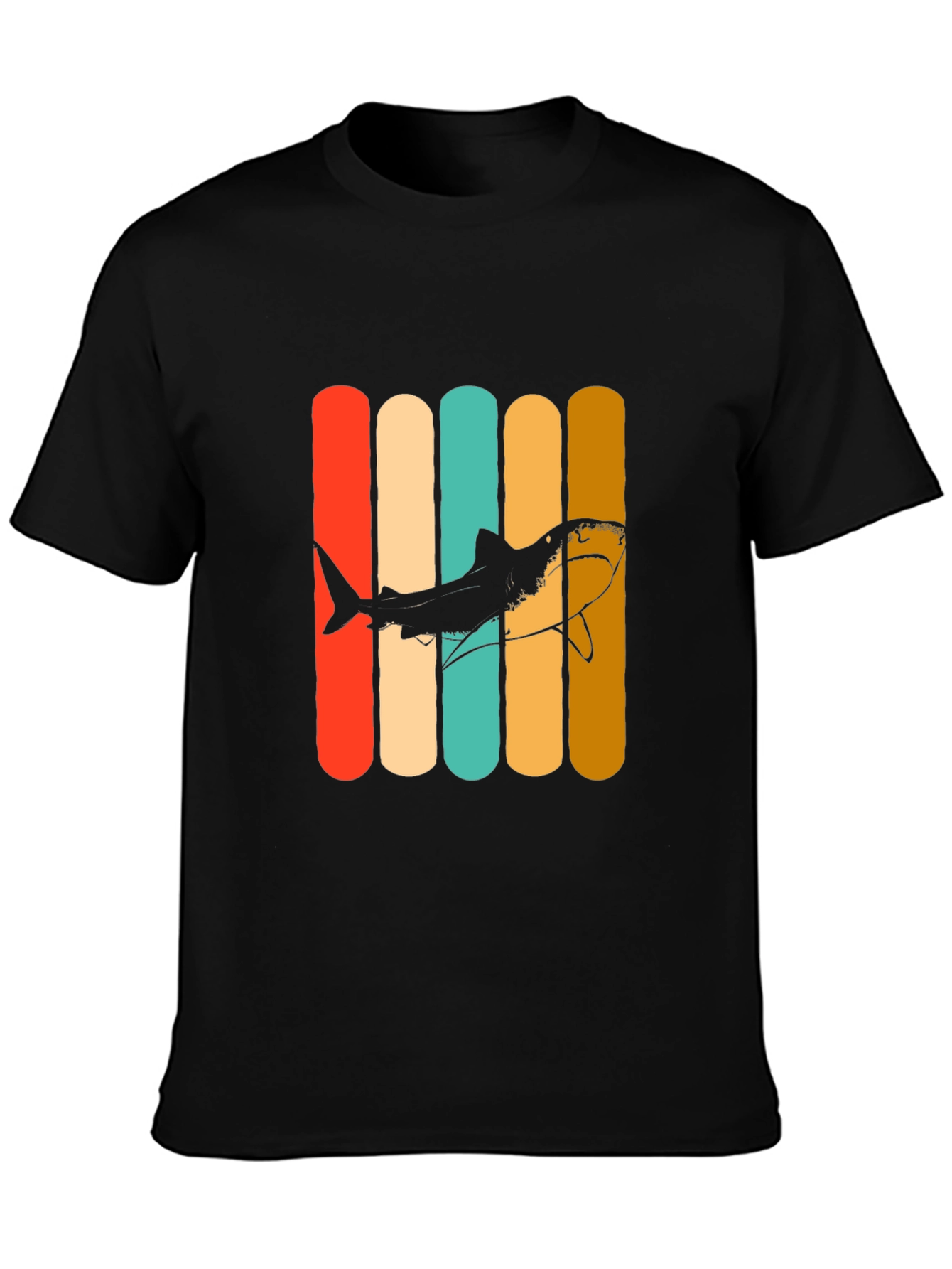 Retro Shark Graphic Tee - Mens Black T-Shirt