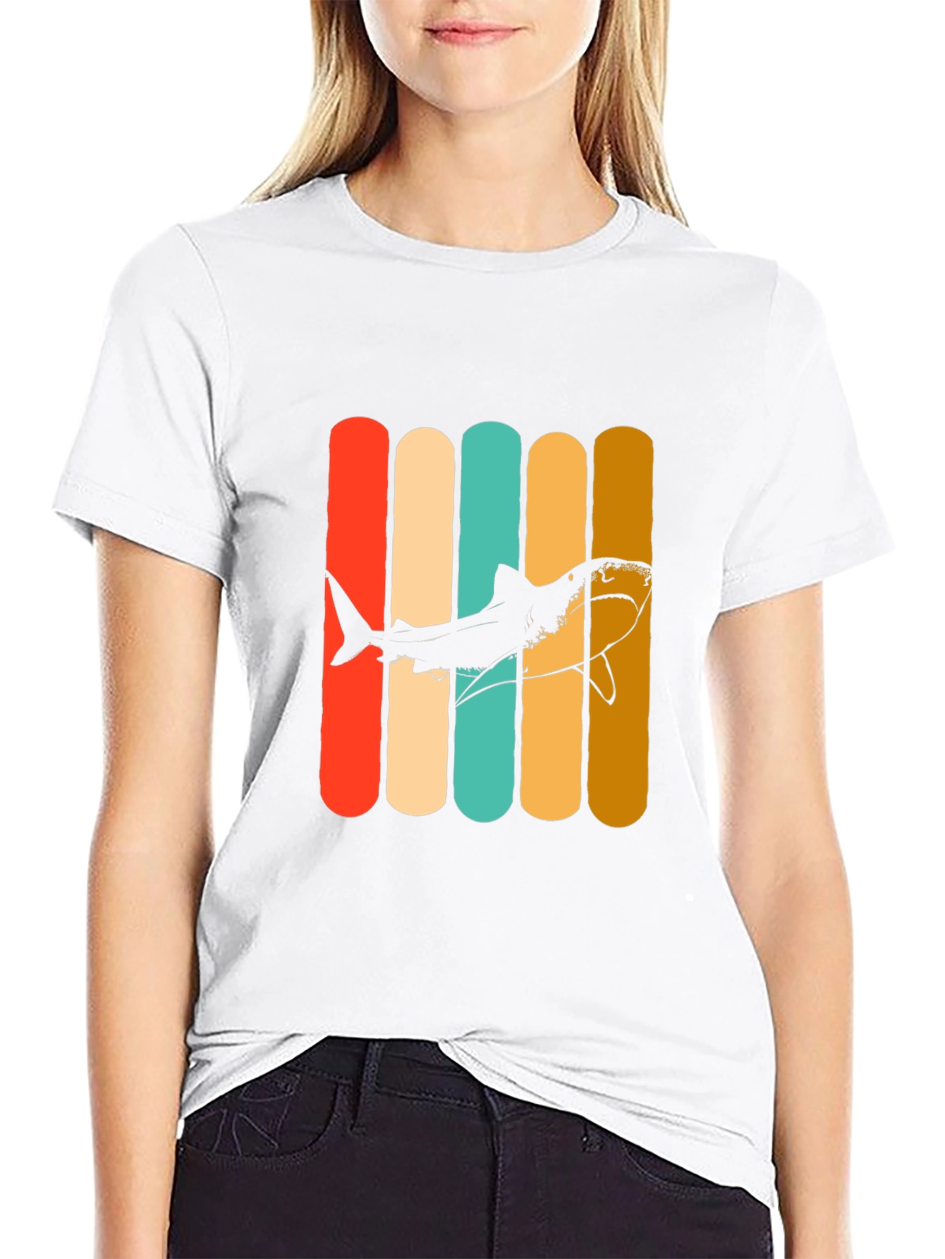 Retro Shark Graphic Tee - Mens Black T-Shirt
