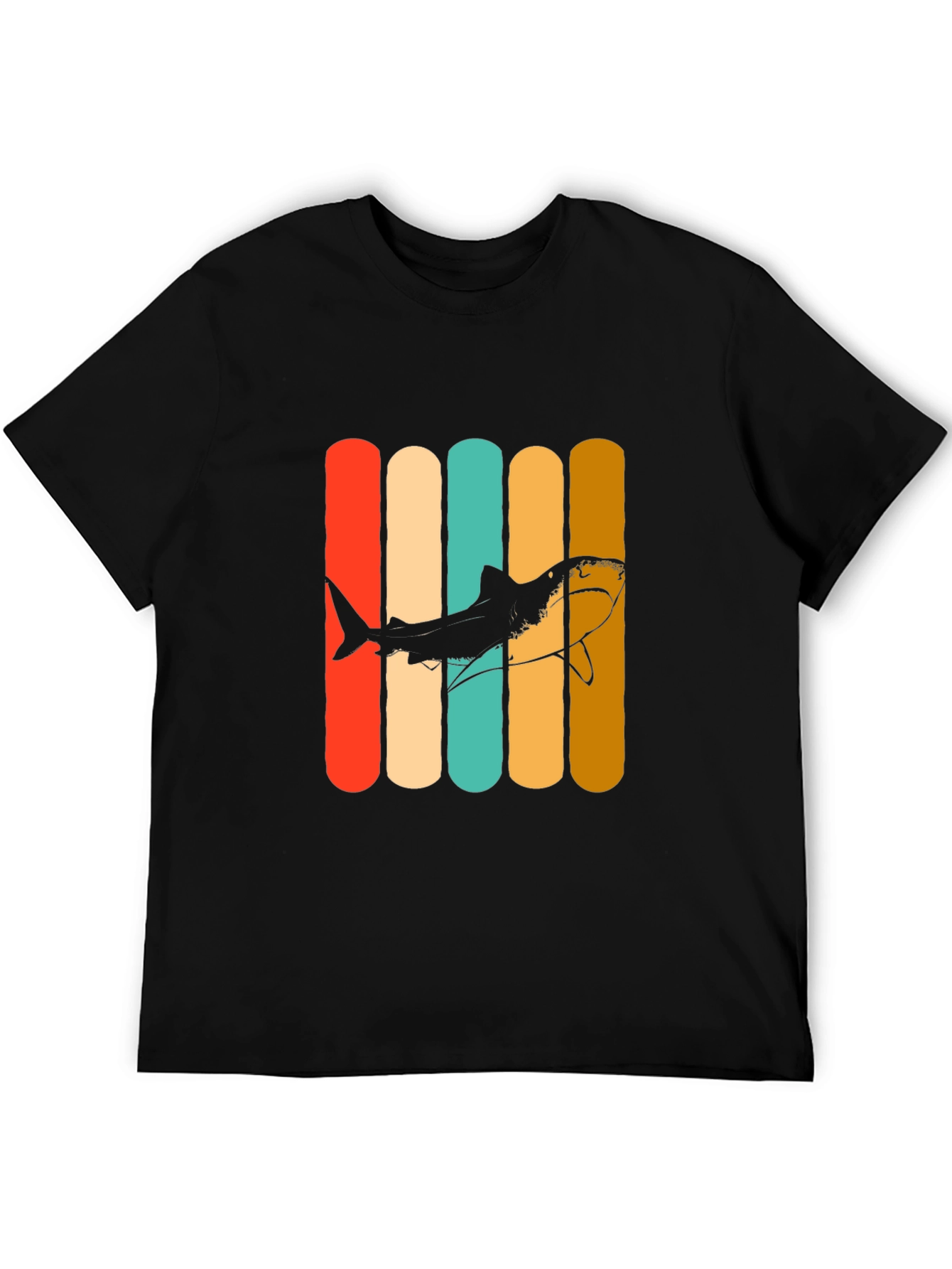 Retro Shark Graphic Tee - Mens Black T-Shirt