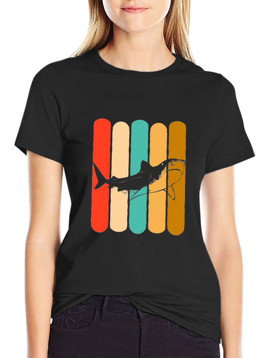 Retro Shark Graphic Tee - Mens Black T-Shirt