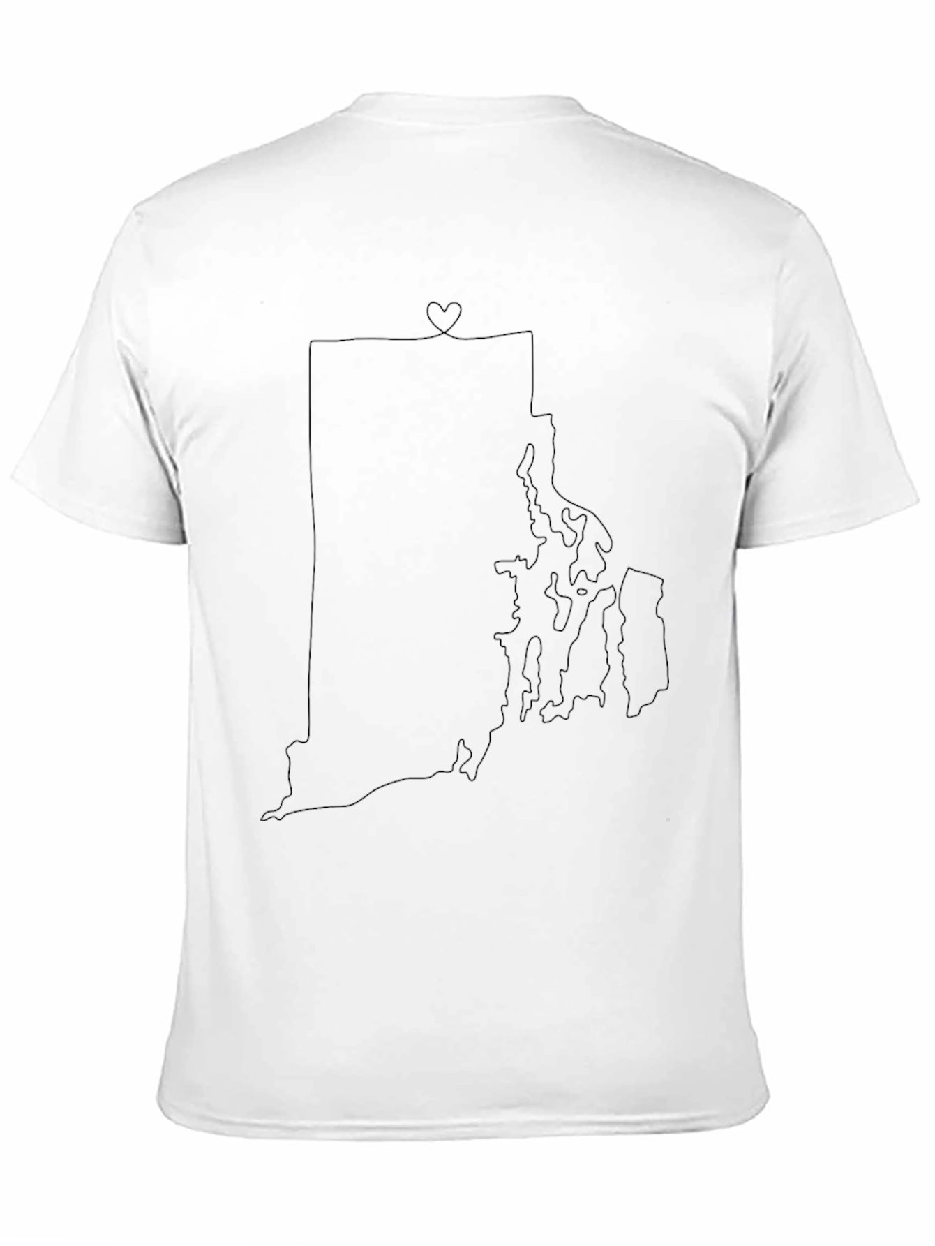 Rhode Island Outline Heart Tee - Black