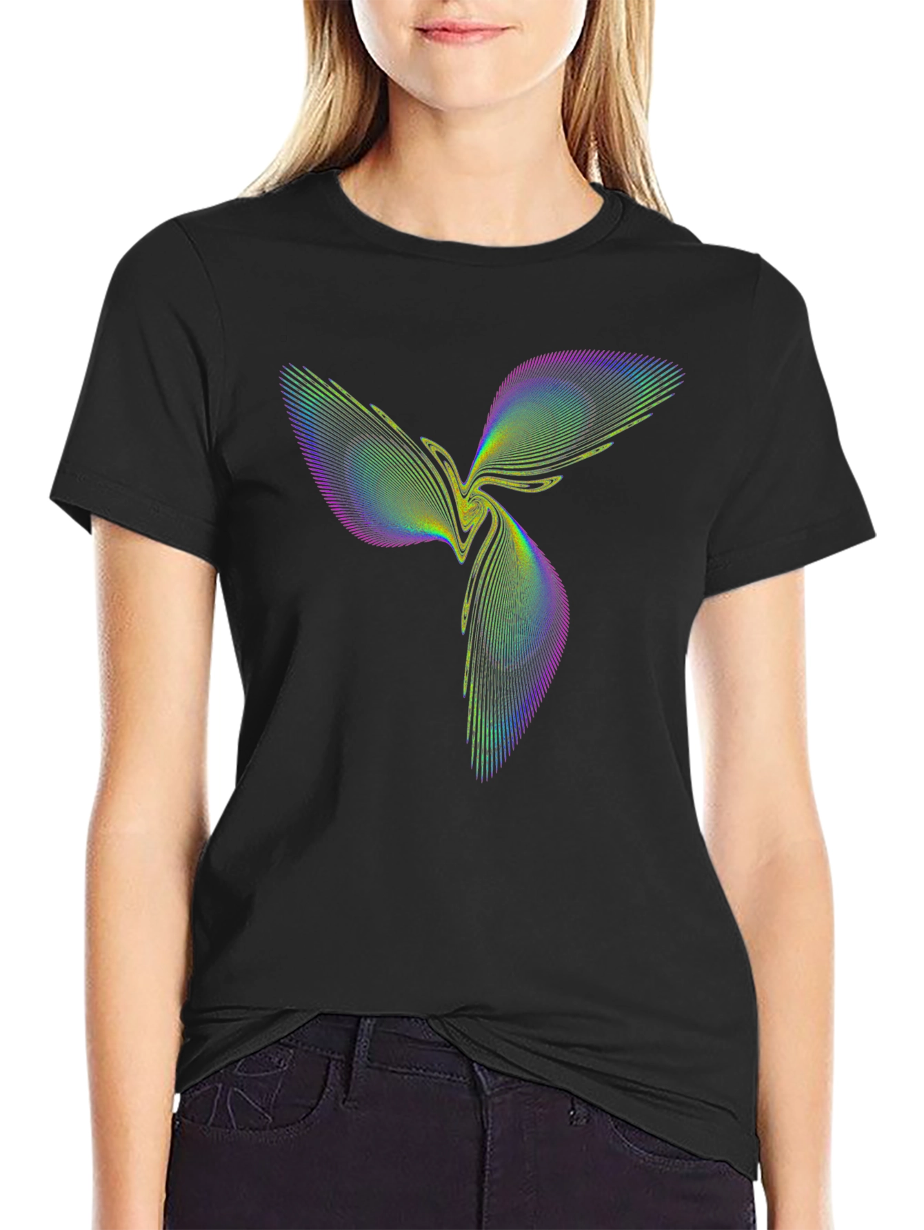 Abstract Geometric Graphic Tee - Stylish Black T-Shirt