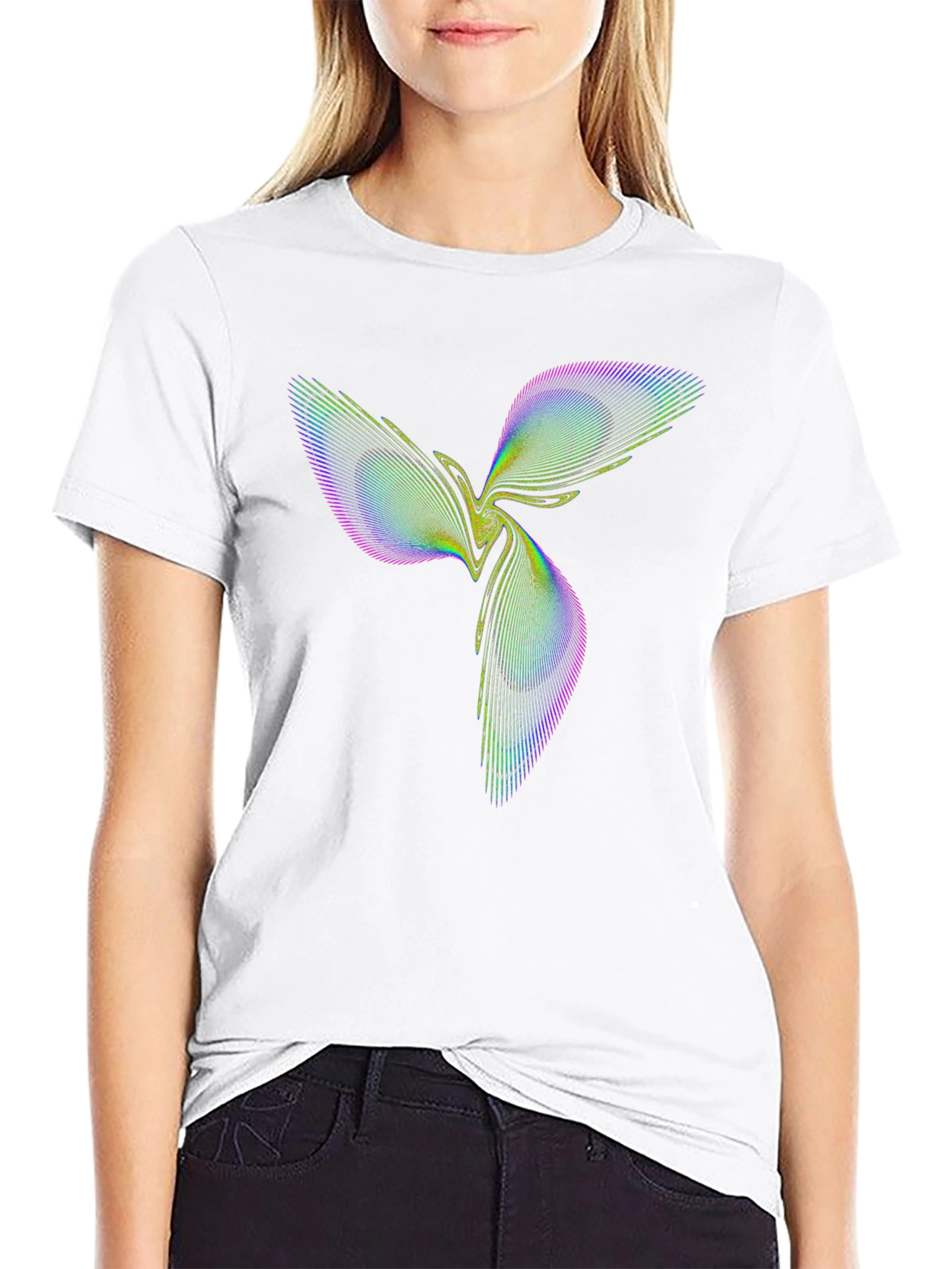 Abstract Geometric Graphic Tee - Stylish Black T-Shirt