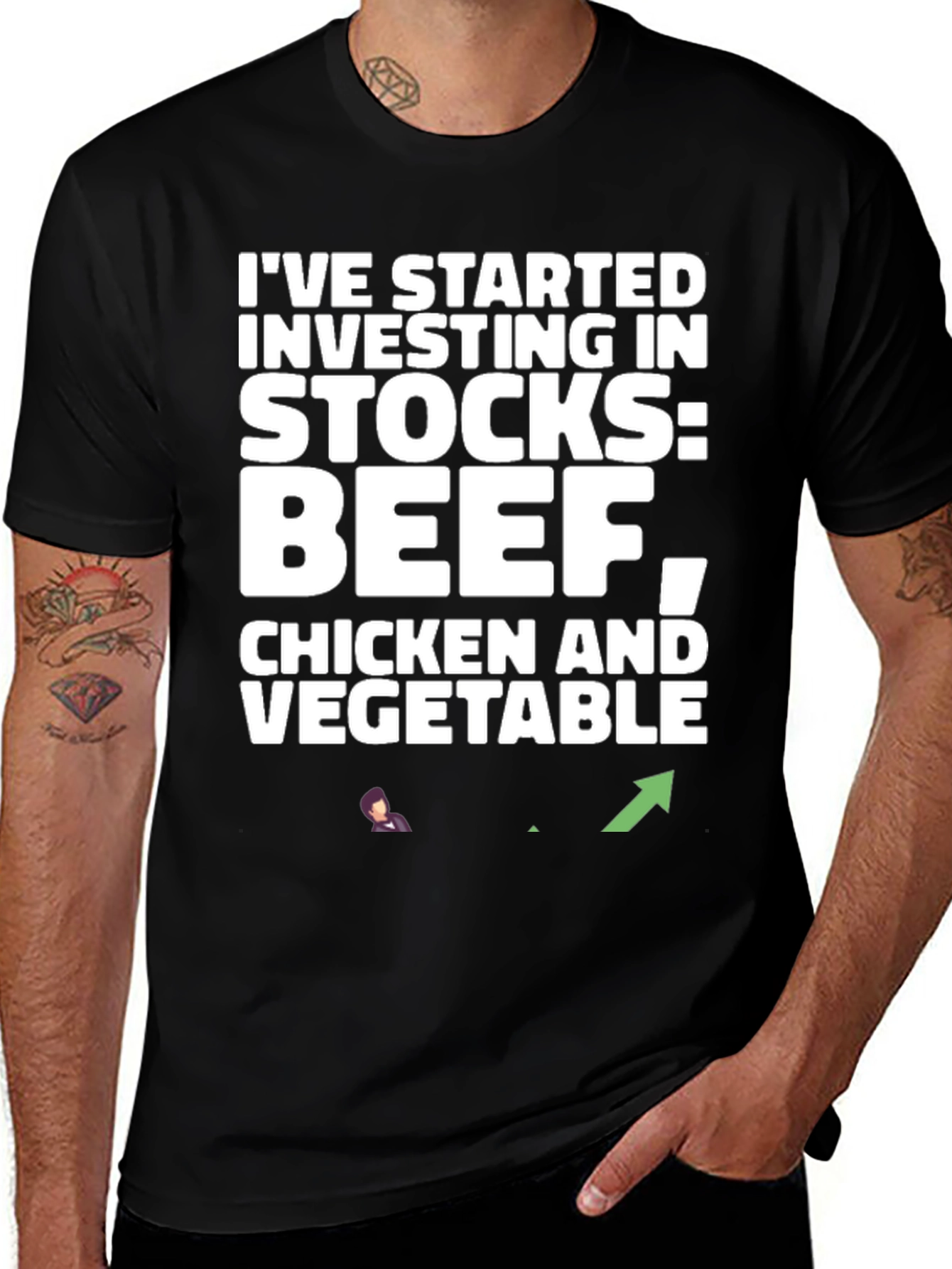 Funny Investing Stocks T-Shirt: Beef Chicken Vegetable
