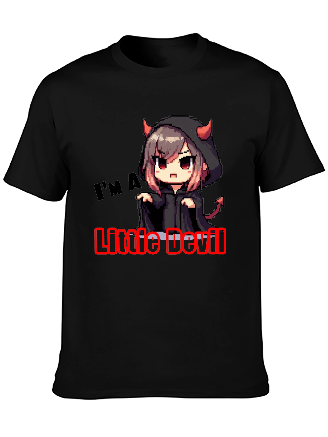 Little Devil Graphic Tee - Black Cotton T-Shirt