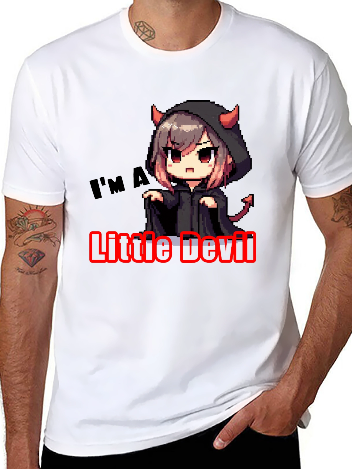 Little Devil Graphic Tee - Black Cotton T-Shirt