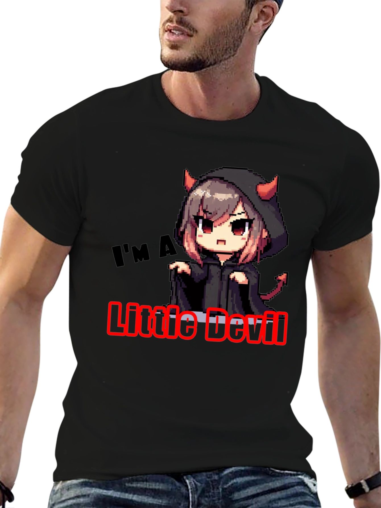 Little Devil Graphic Tee - Black Cotton T-Shirt