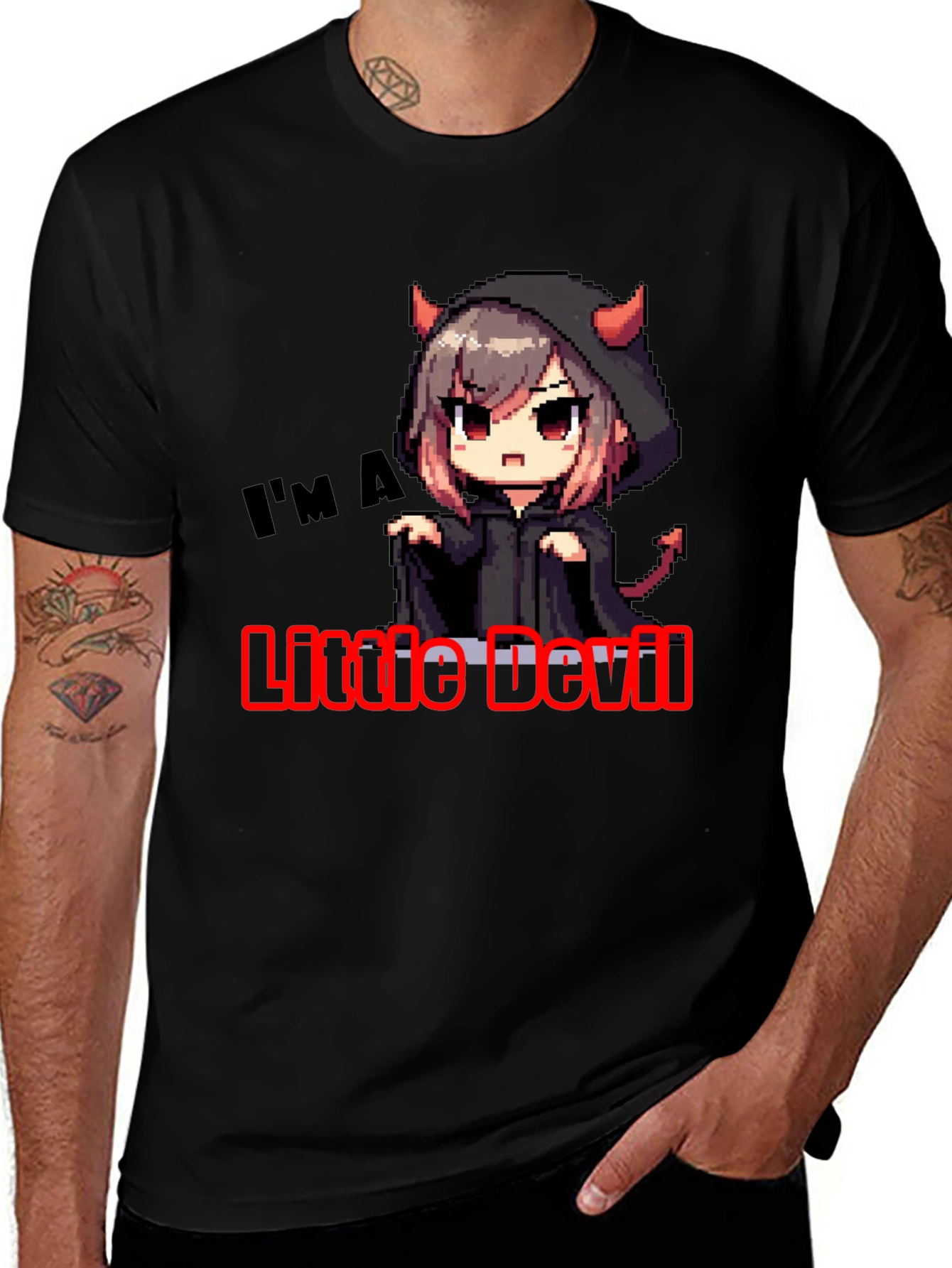 Little Devil Graphic Tee - Black Cotton T-Shirt
