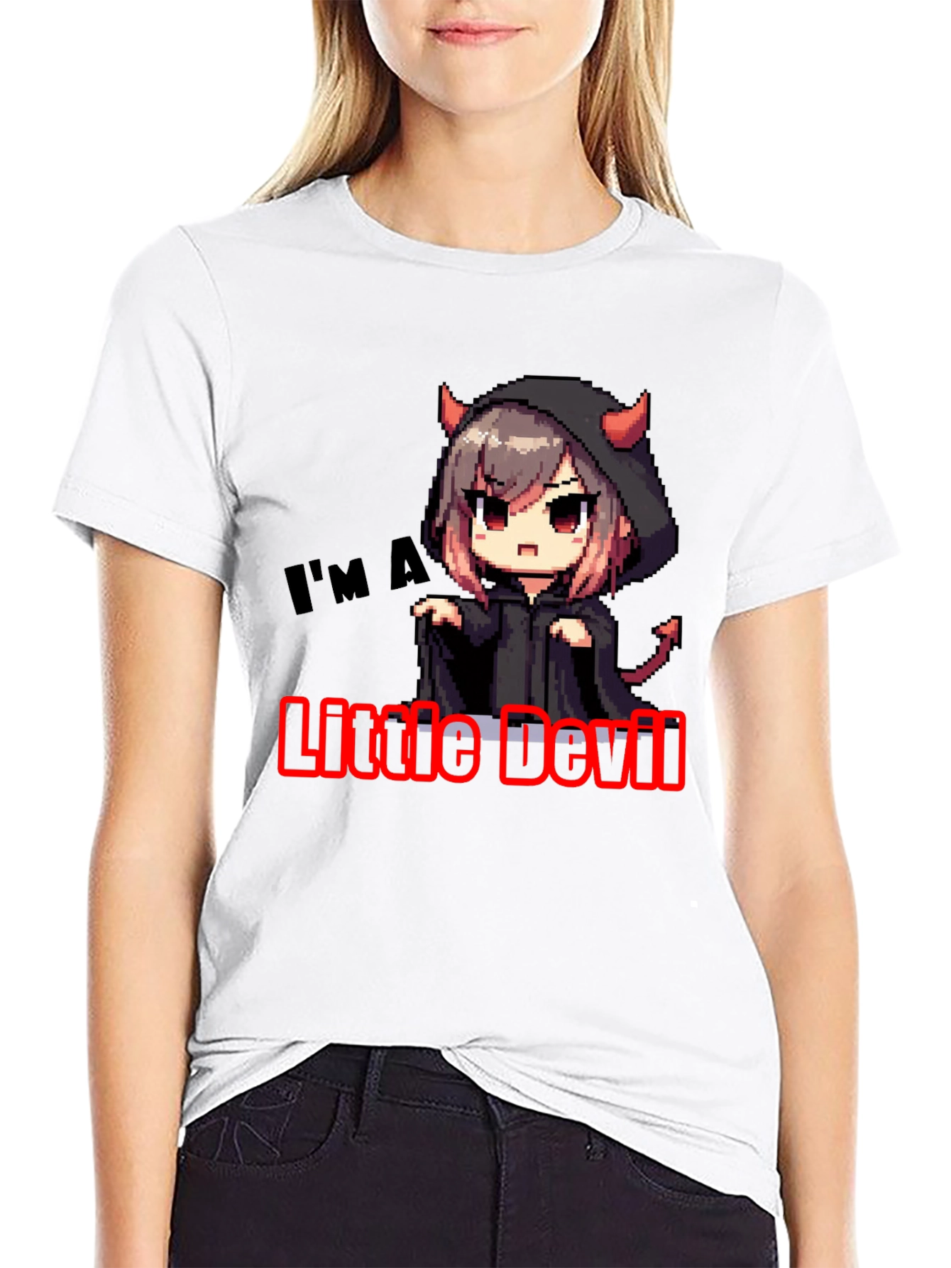Little Devil Graphic Tee - Black Cotton T-Shirt
