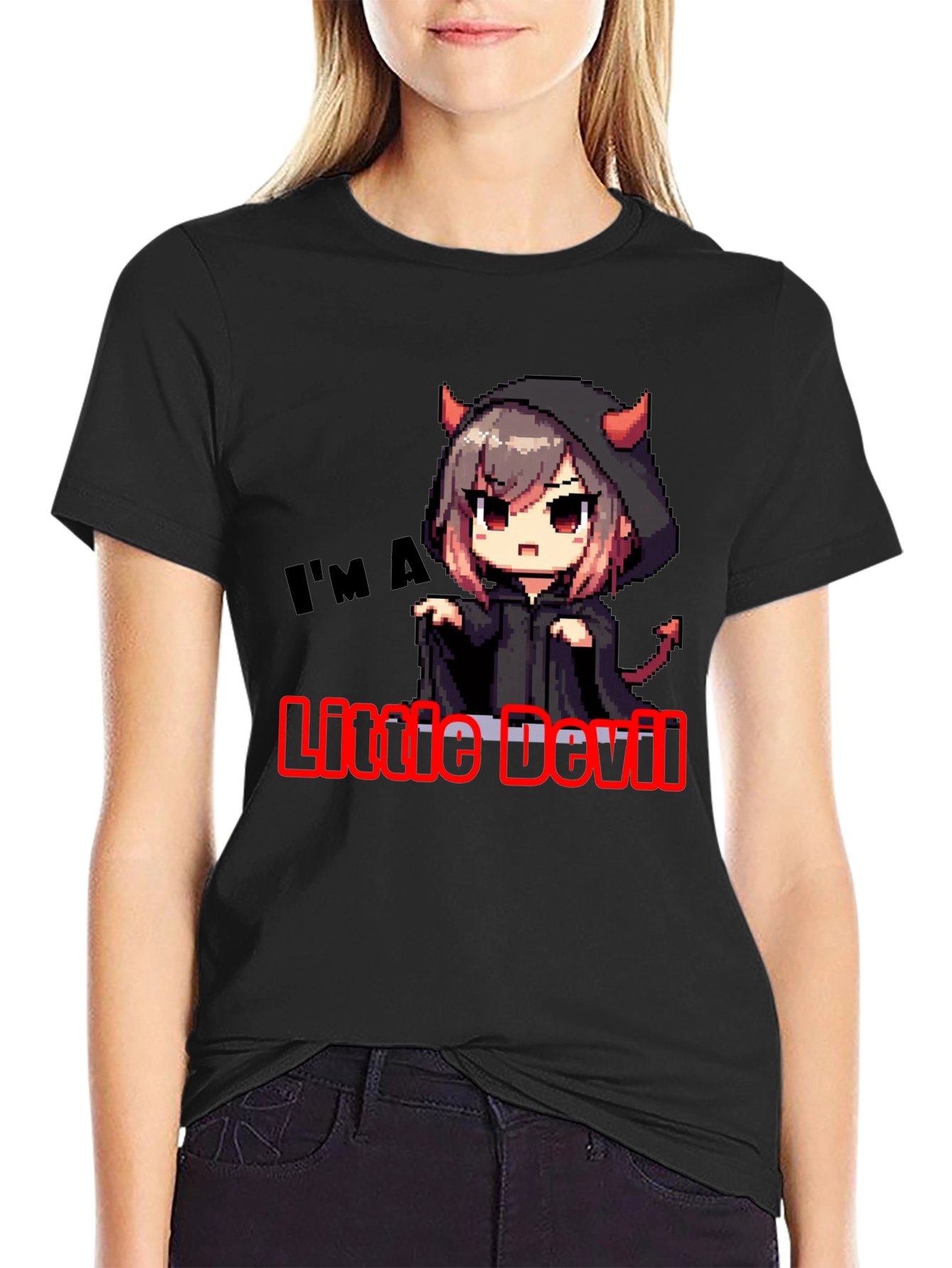 Little Devil Graphic Tee - Black Cotton T-Shirt
