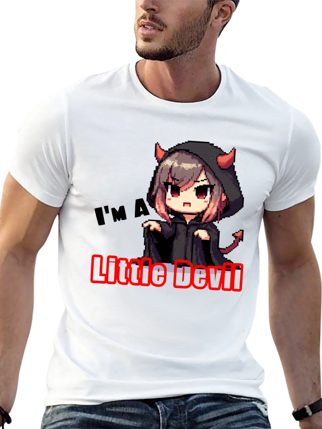 Little Devil Graphic Tee - Black Cotton T-Shirt